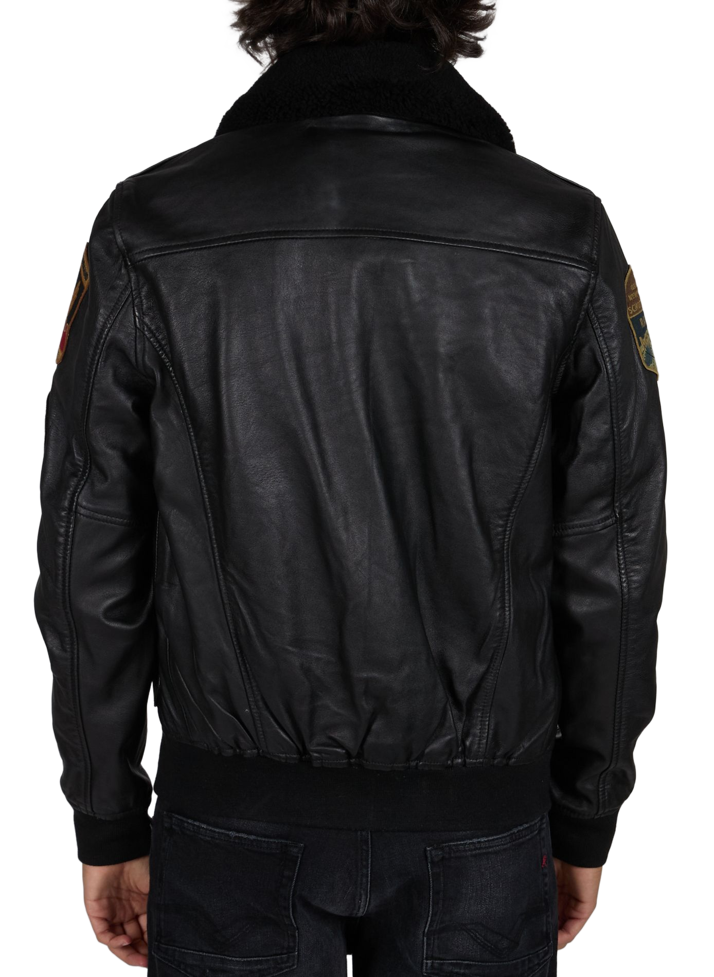 Lederblouson mit Patch SCHOTT Schwarz