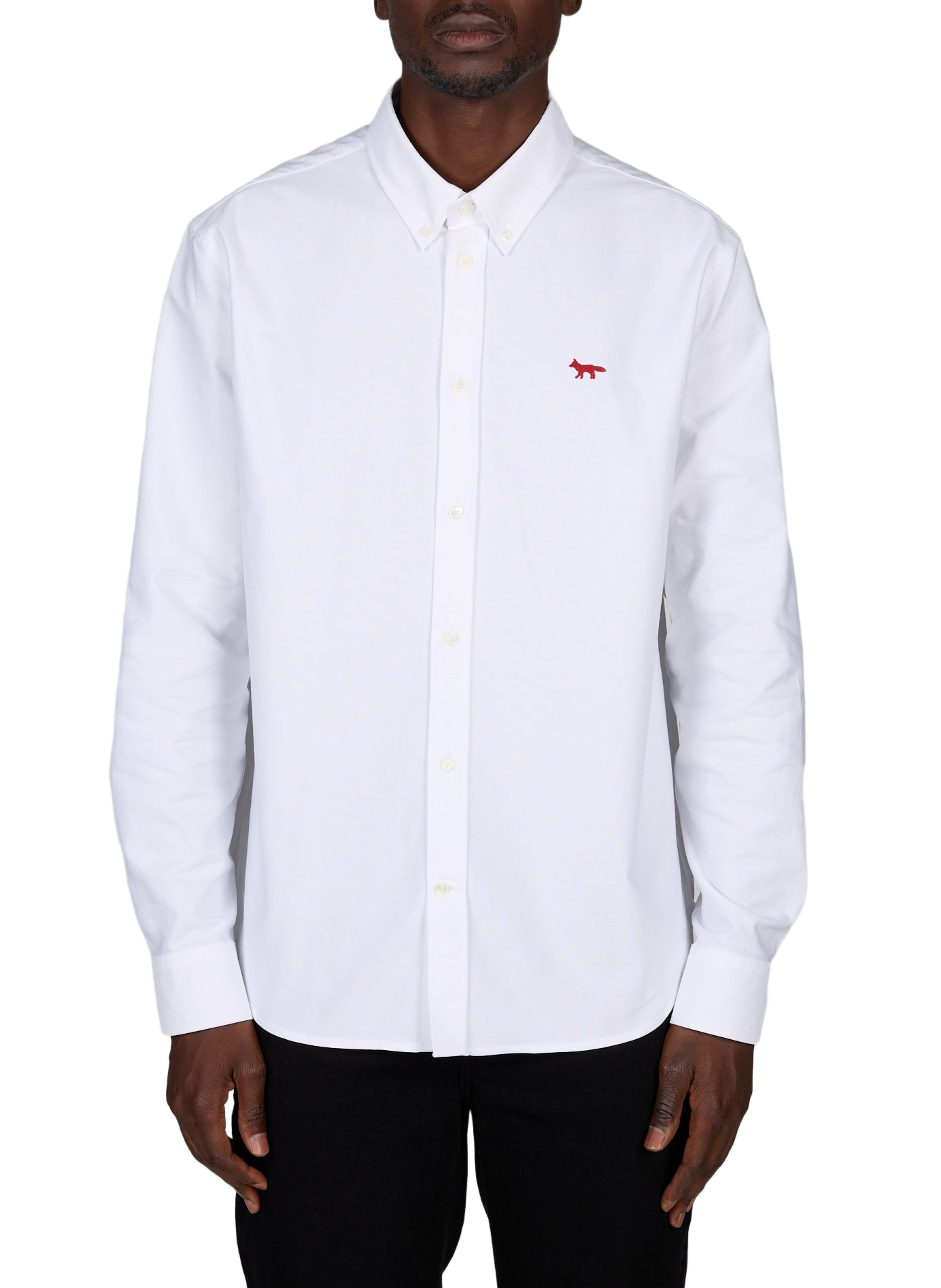 Rechte shirt met geborduurd logo in katoen MAISON KITSUNÉ Wit