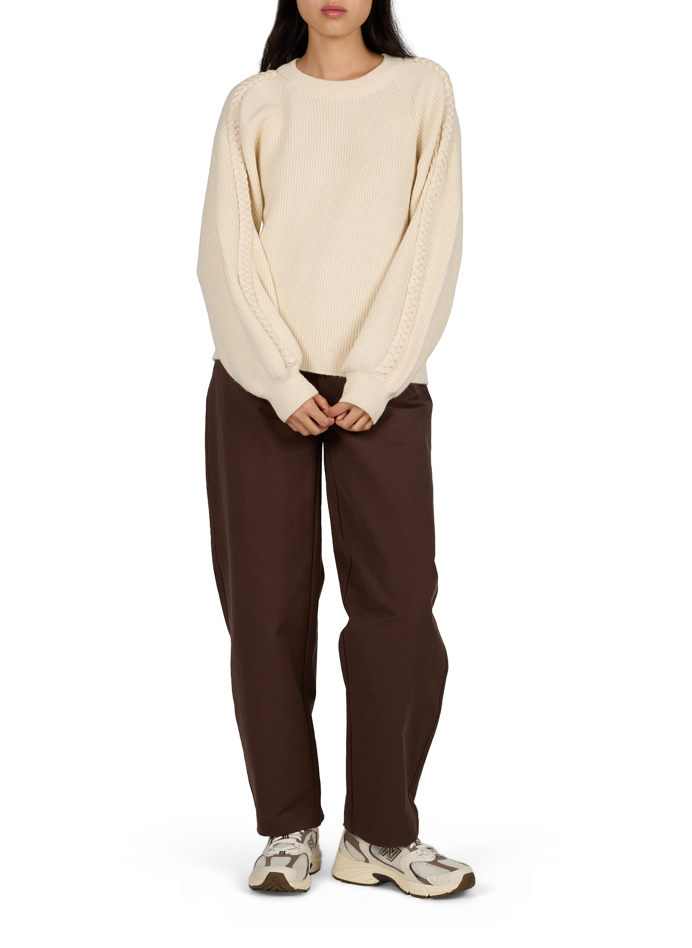 Mixed Cotton Barrel Pants | Brown OBJECT Women