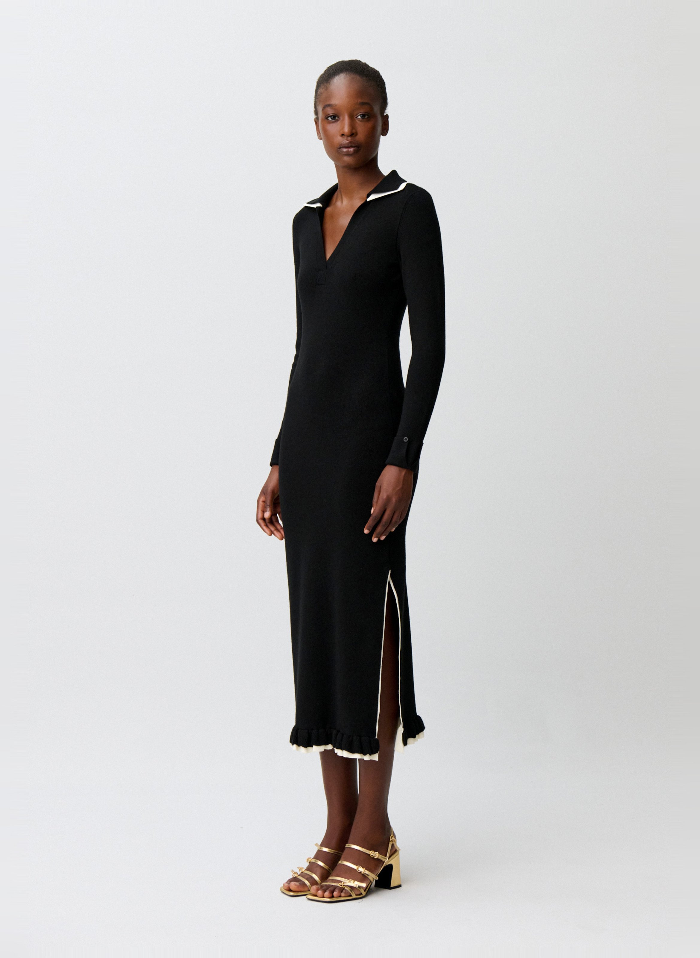 Robe longue moulante encolure v CLAUDIE PIERLOT Noir