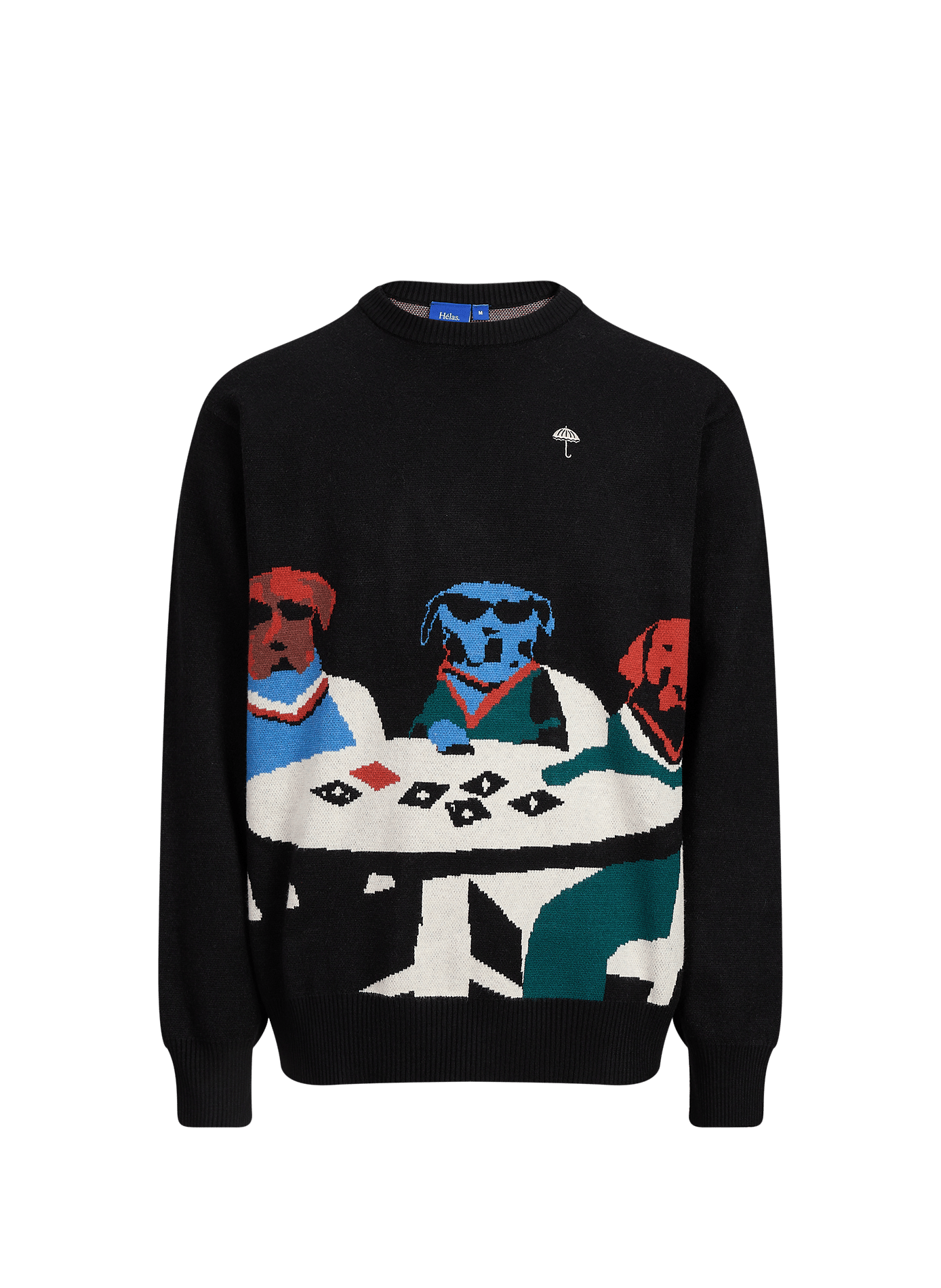 Gerade geschnittener Pullover mit Rundhalsausschnitt und Print HELAS CAPS Schwarz
