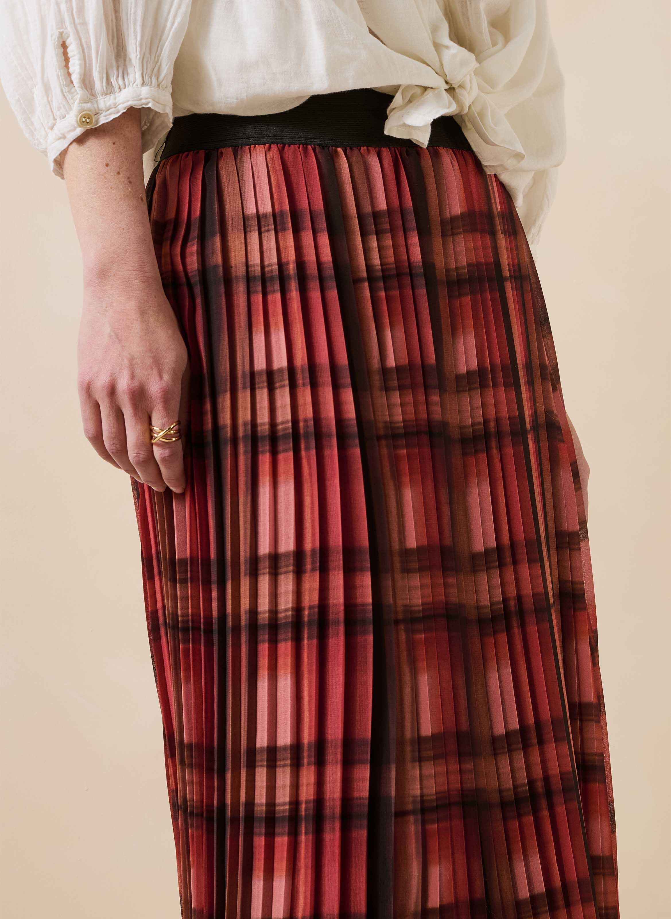 Plooirok met midi-lengte LA FEE MARABOUTEE Rood