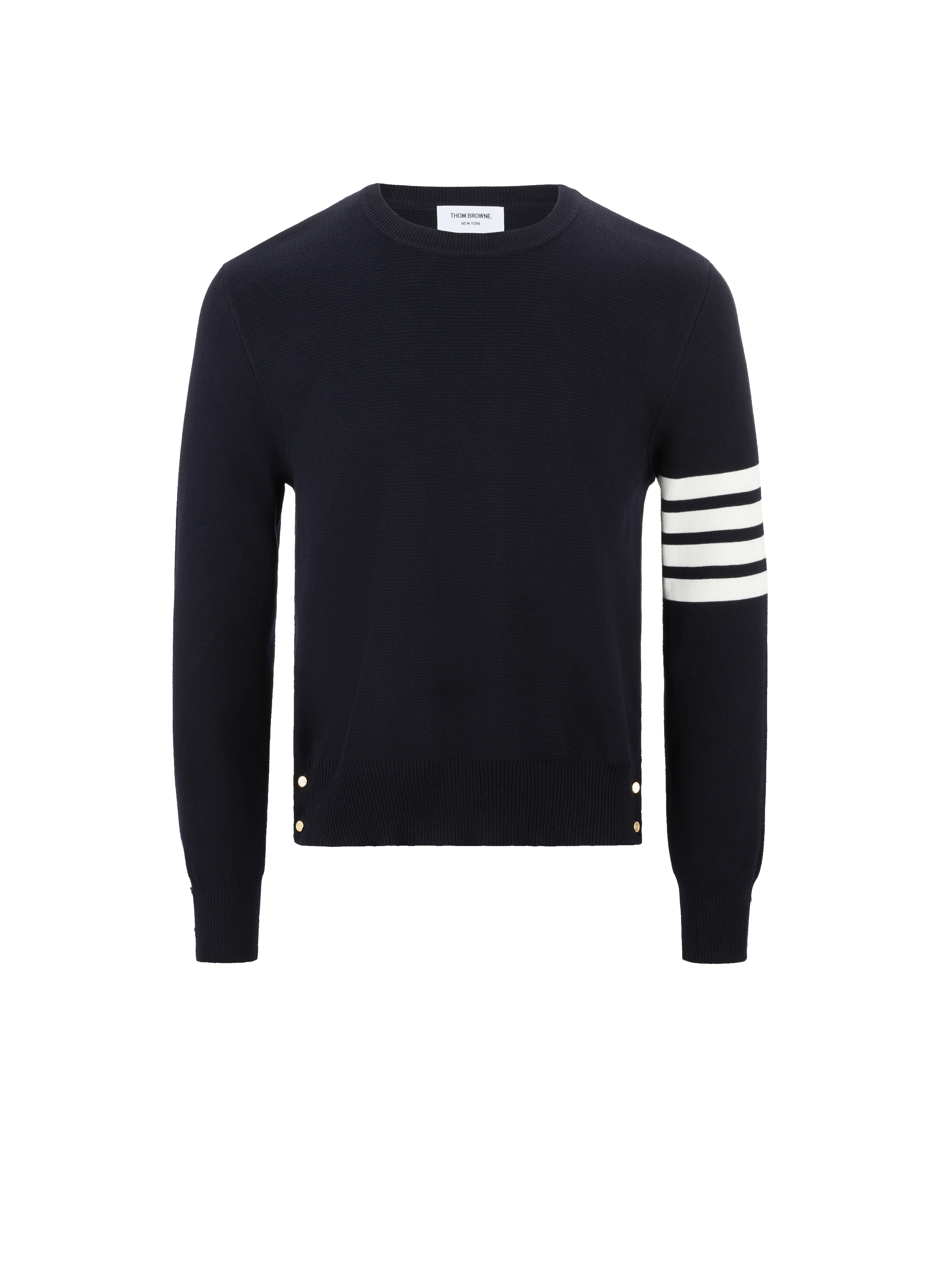 THOM BROWNE Pull Milano Stitch 4-Bar en coton Bleu
