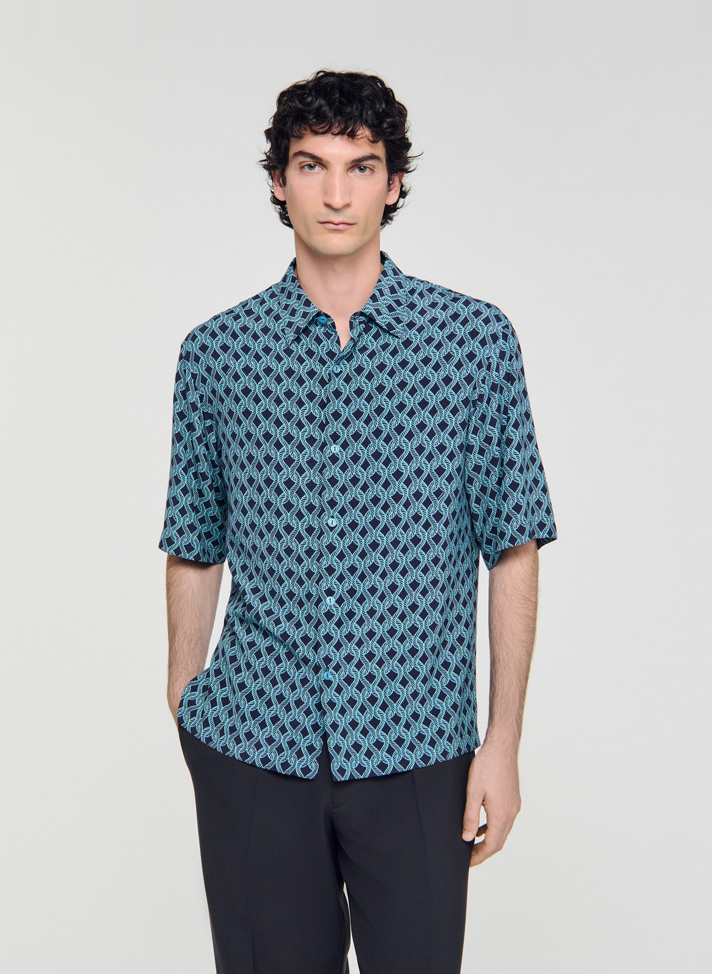 Chemise col classique imprimé  Marine