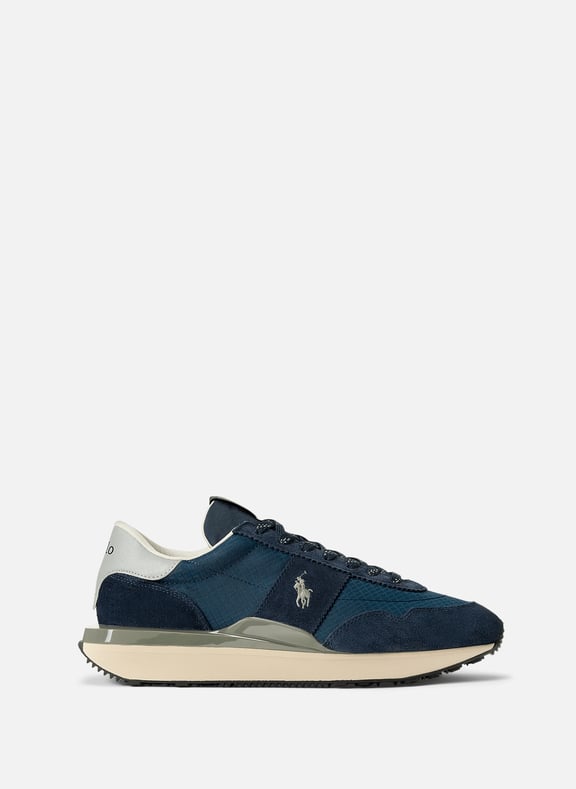 Baskets bi-matière en cuir mélangé Bleu by POLO RALPH LAUREN POLO RALPH LAUREN Baskets bi-matière en cuir mélangé Bleu