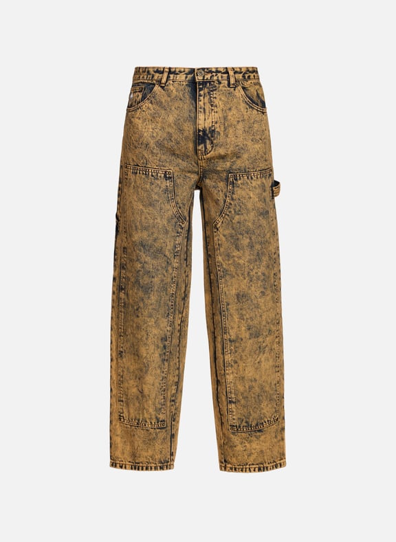 Pantalon délavé en coton mélangé Marron by HELAS CAPS HELAS CAPS Pantalon délavé en coton mélangé Marron