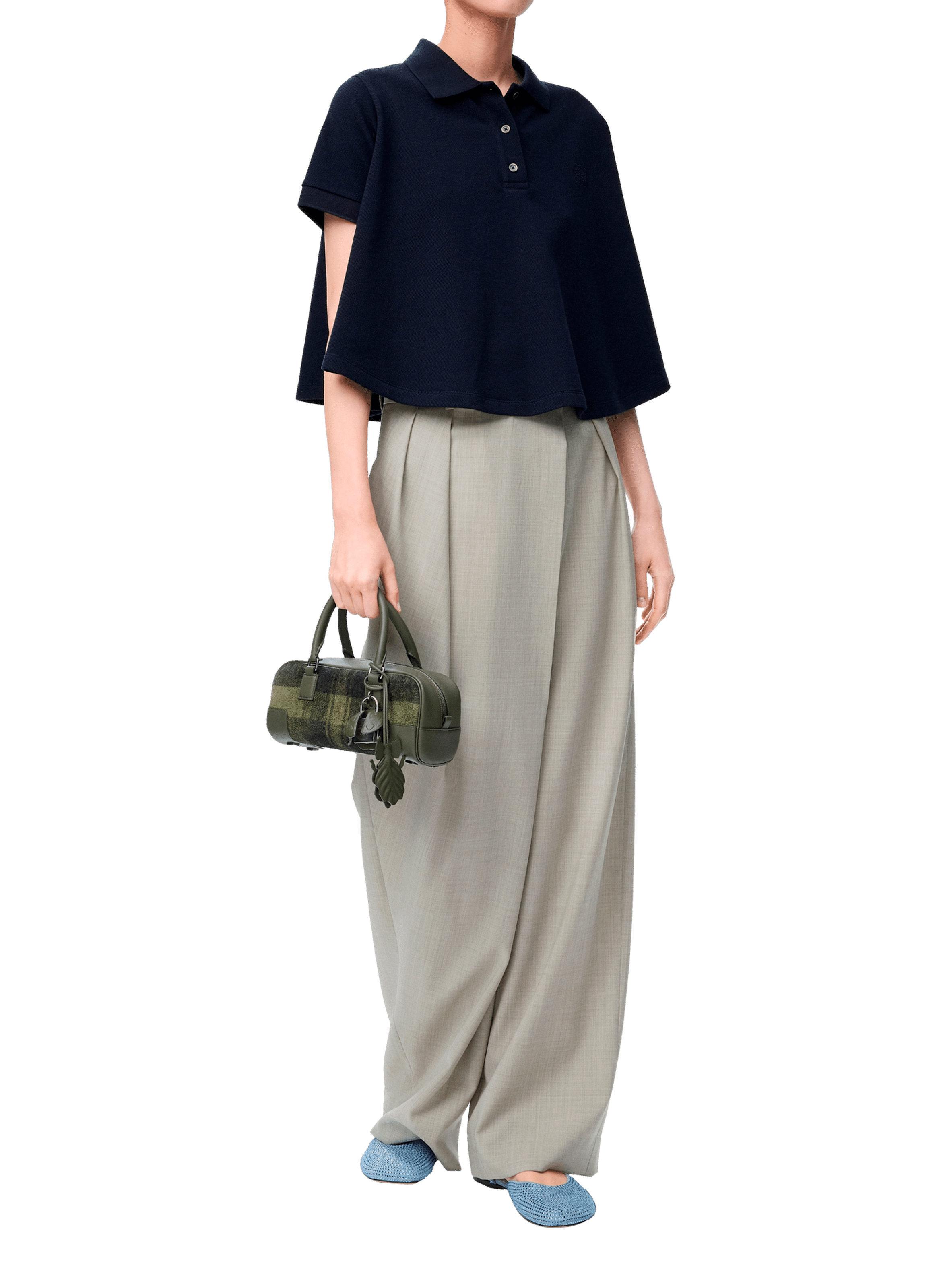 A-line cotton blend polo LOEWE Blue