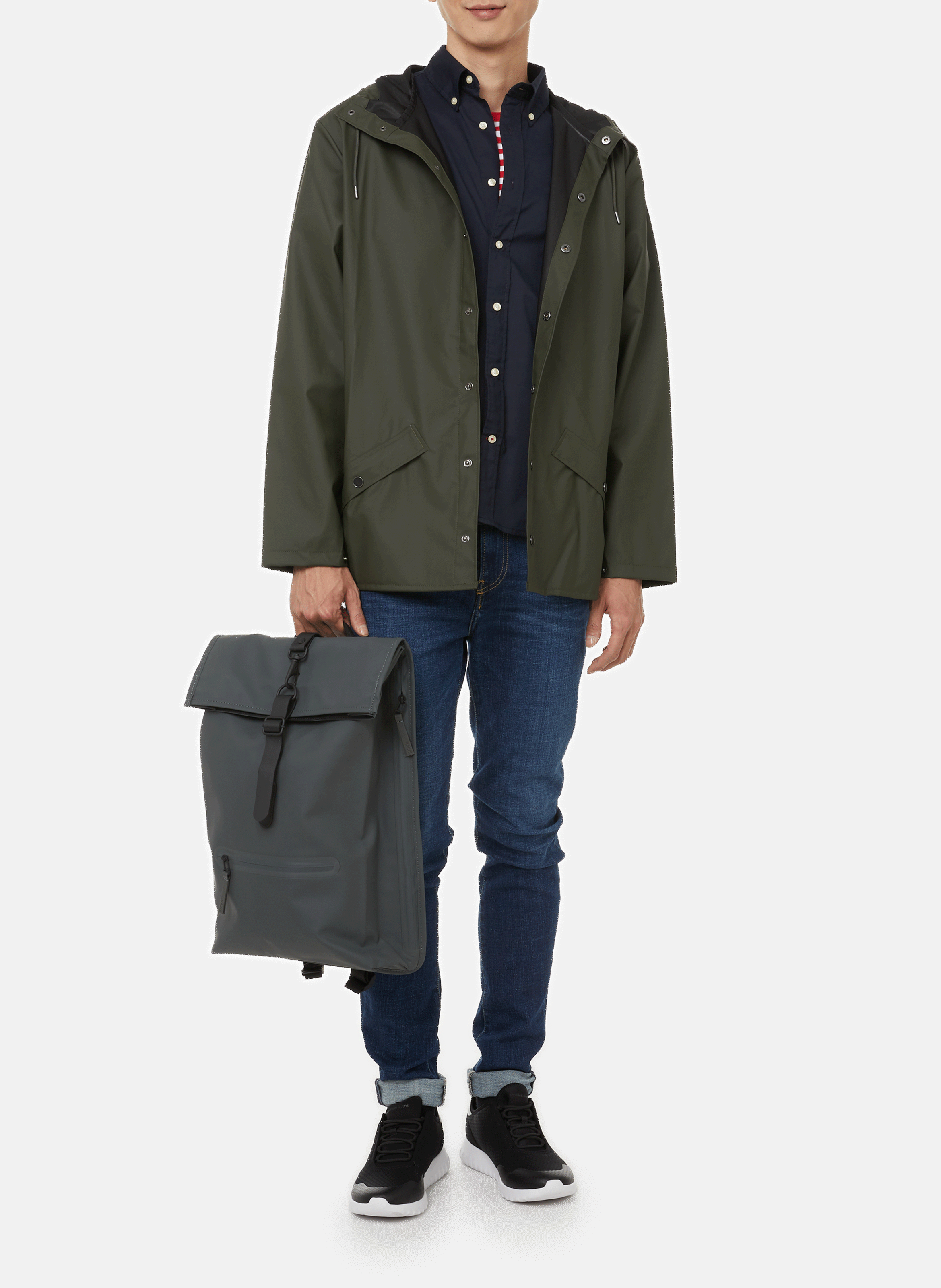 Imperméable à capuche RAINS Kaki