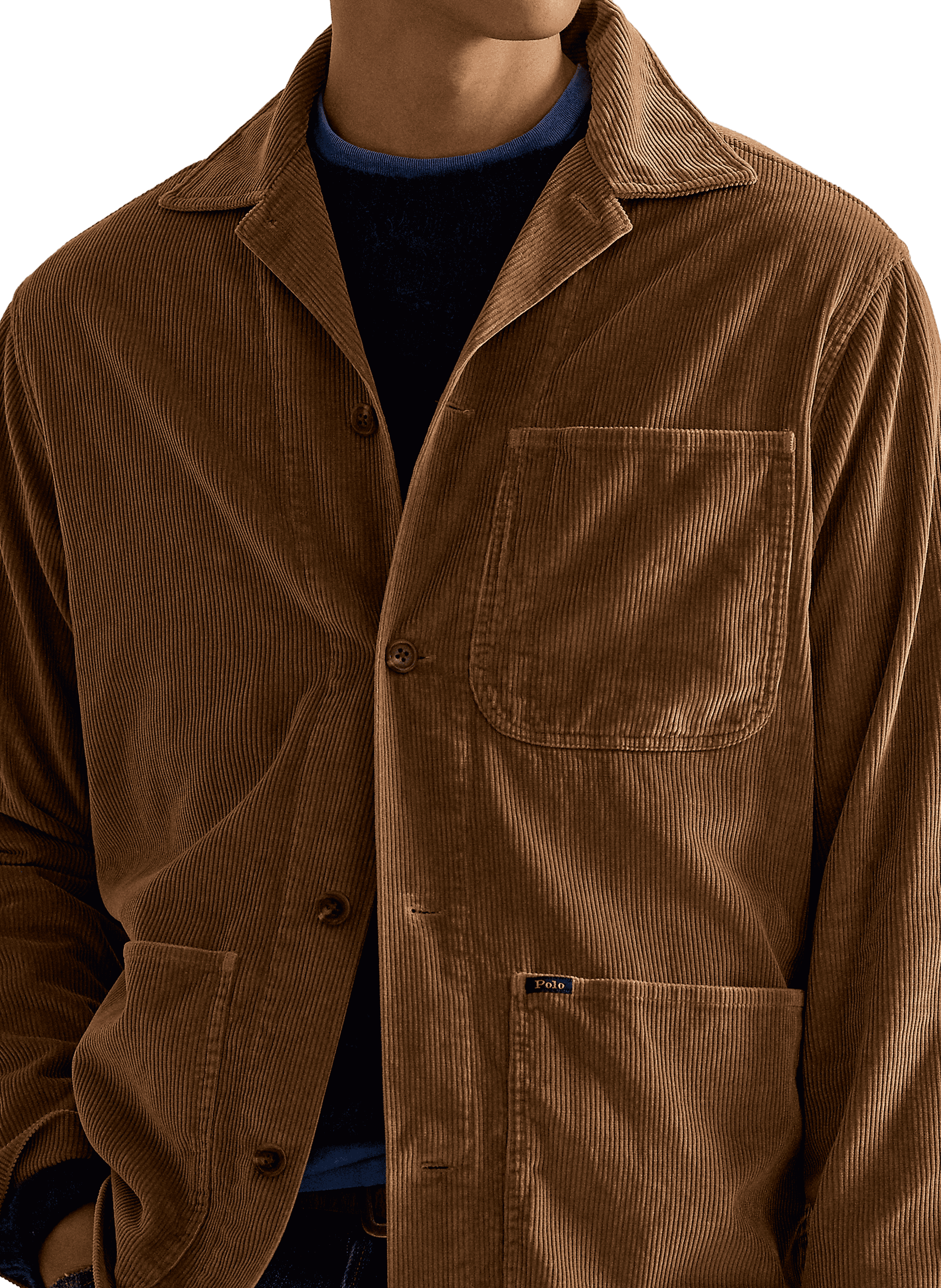 Chemise col classique manches contrastantes en coton POLO RALPH LAUREN Khaki