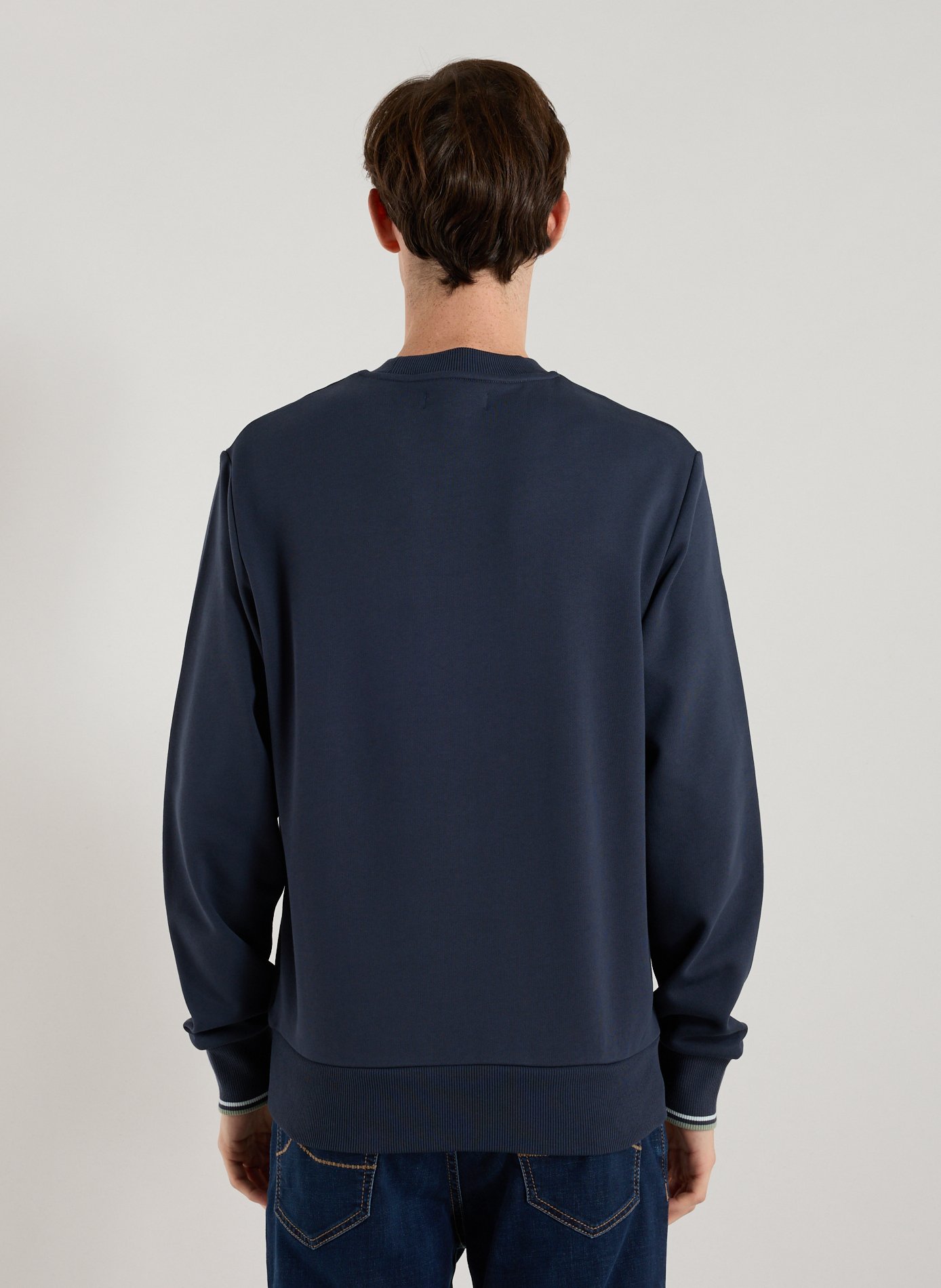 Sweatshirt col rond en coton FRED PERRY Bleu