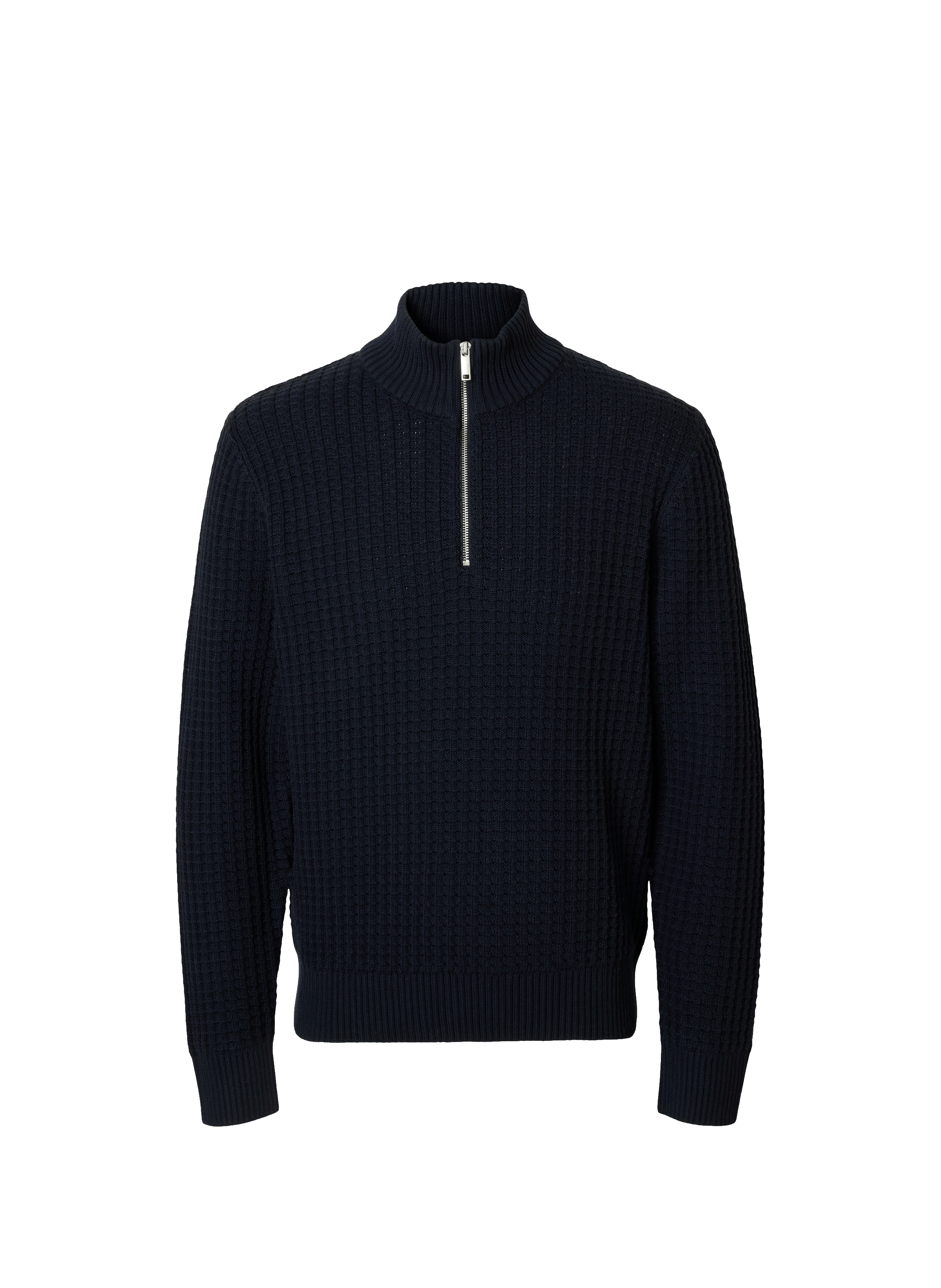 Pull col montant zippé en coton SELECTED Marron