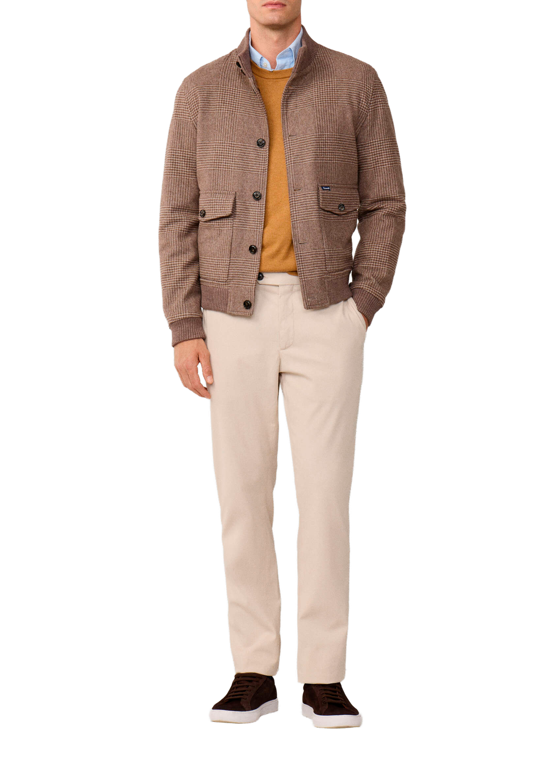 Blouson en laine mélangée Prince de Galles FACONNABLE Beige