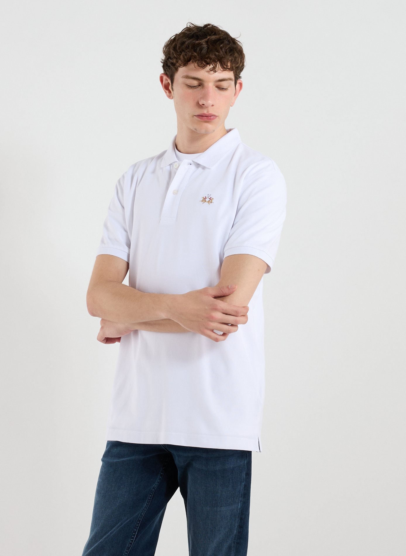 LA MARTINA Cotton-blend polo shirt White