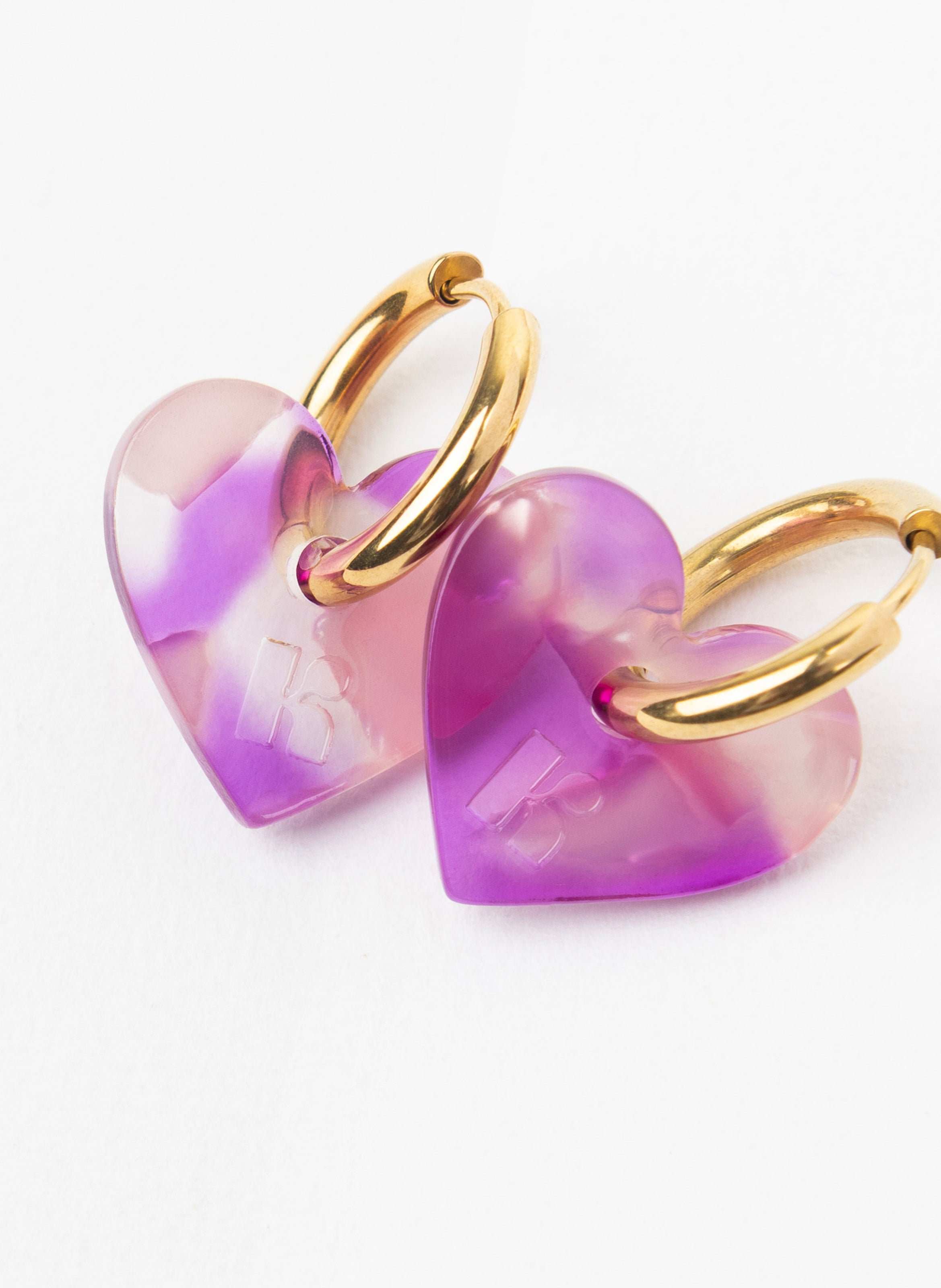 Boucles d'oreilles lova lova avec anneaux en acier inoxydable doré KURAGE GINZA Rose