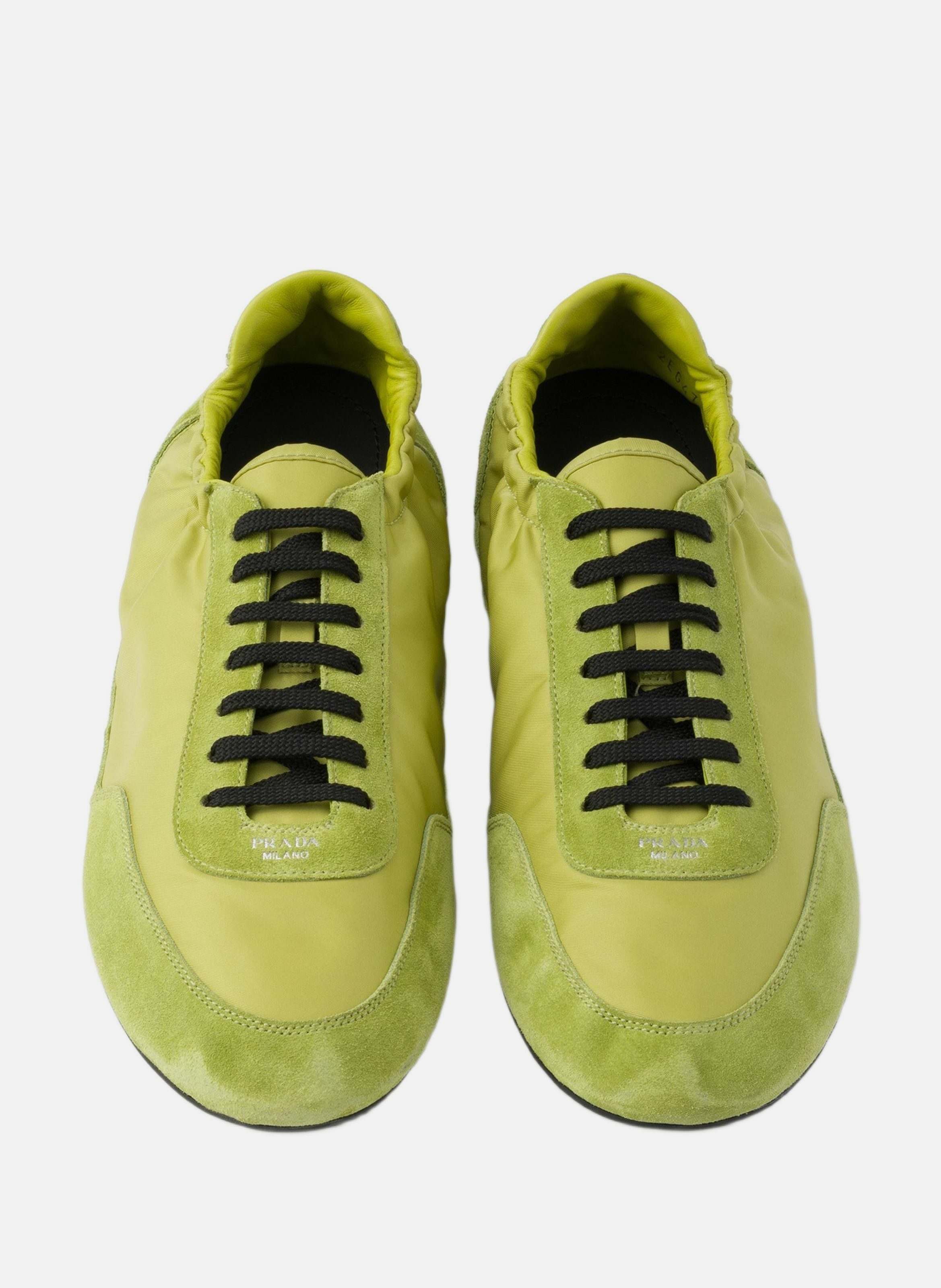 Sneakers élastiques collapse en re-nylon et veau v PRADA Jaune