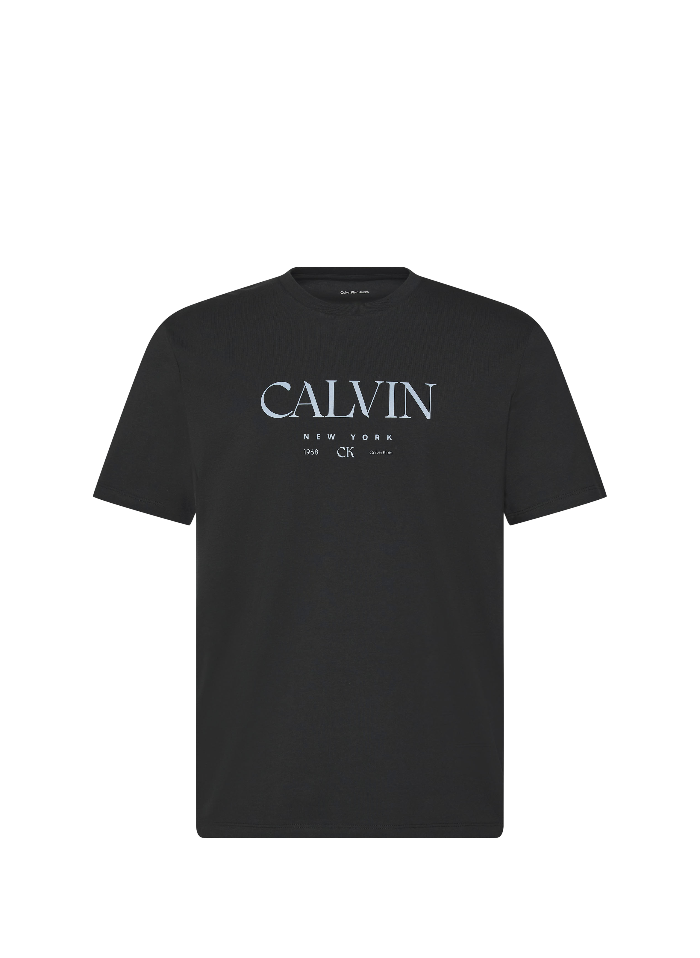 T-shirt coupe droite en coton avec logo CALVIN KLEIN Noir