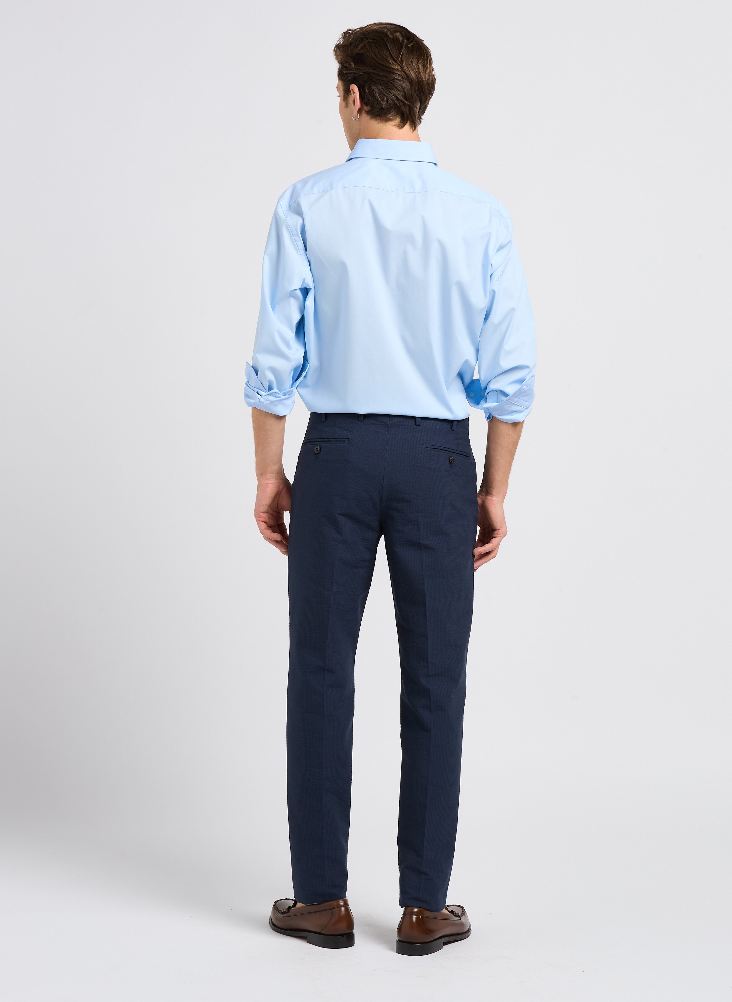 Chemise col classique en coton mélangé BOSS Bleu