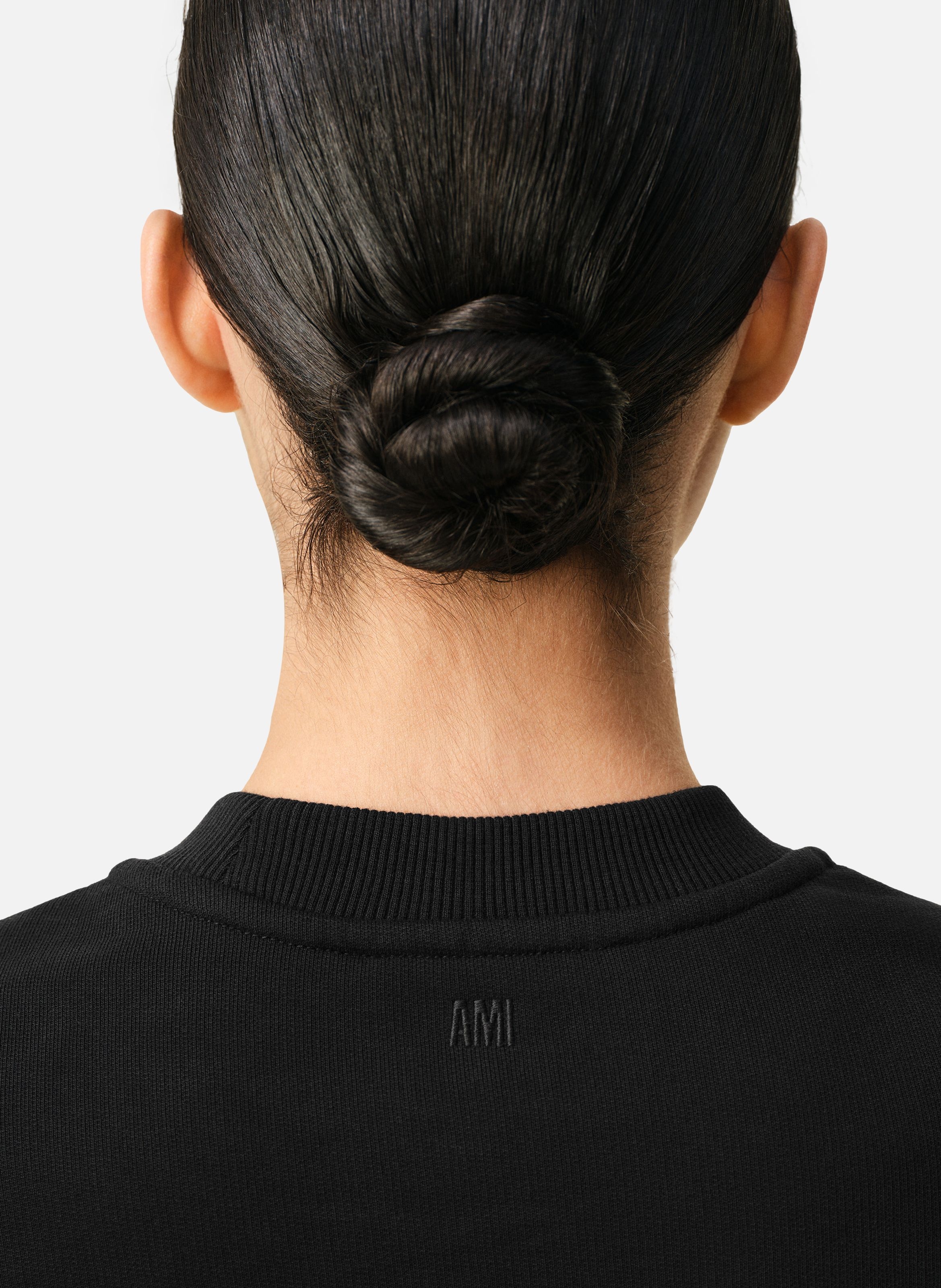 Sweatshirt ami de coeur contrasté en coton AMI PARIS Noir
