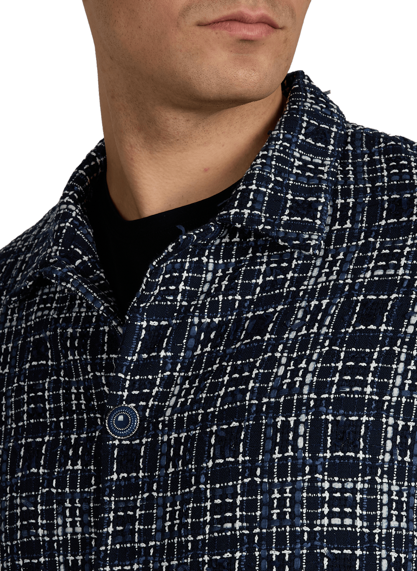 Straight tweed cotton jacket BENJAMIN BENMOYAL Blue