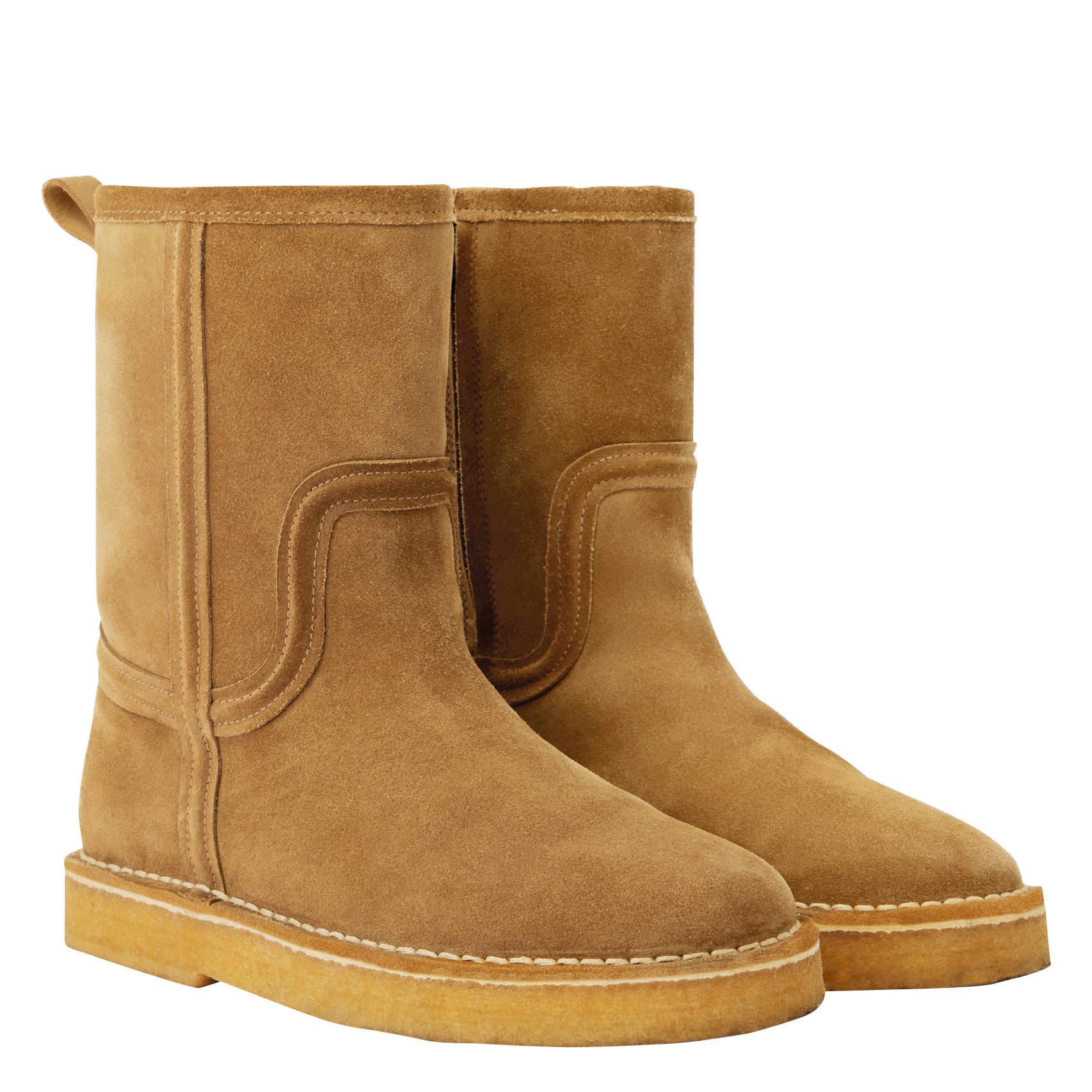 Bottes fourrées en cuir velours Texas SOEUR Beige