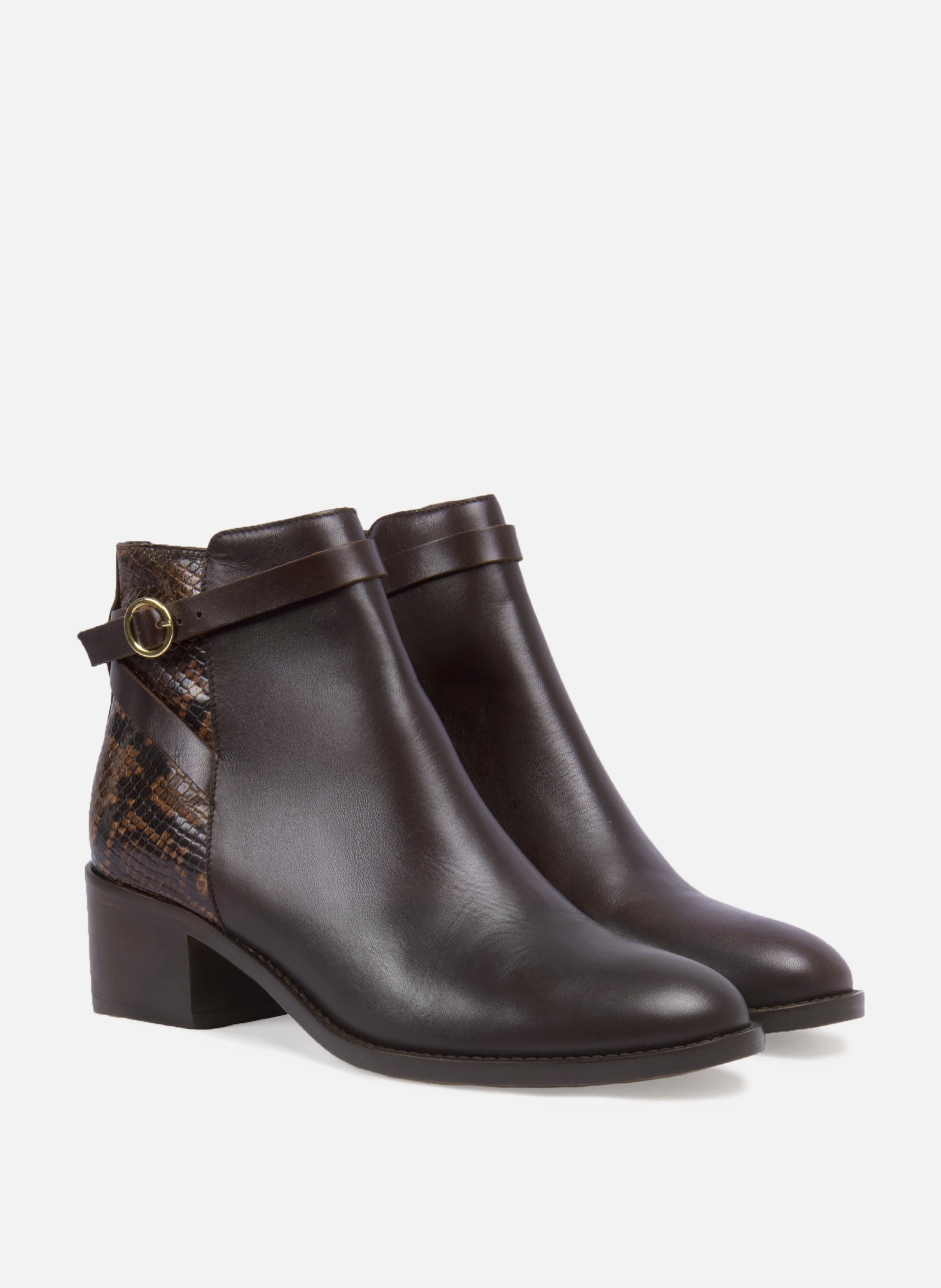 Bottines cavalières cuir python JULES & JENN Marron