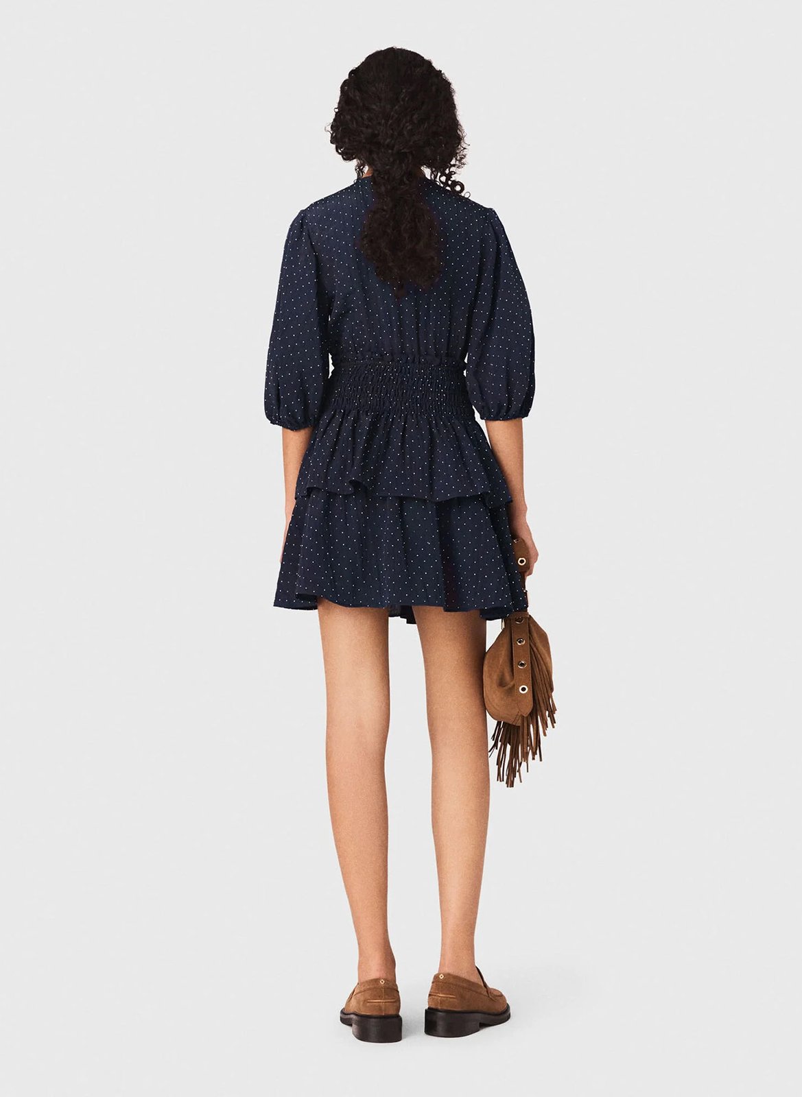 Robe courte col v MAJE Bleu