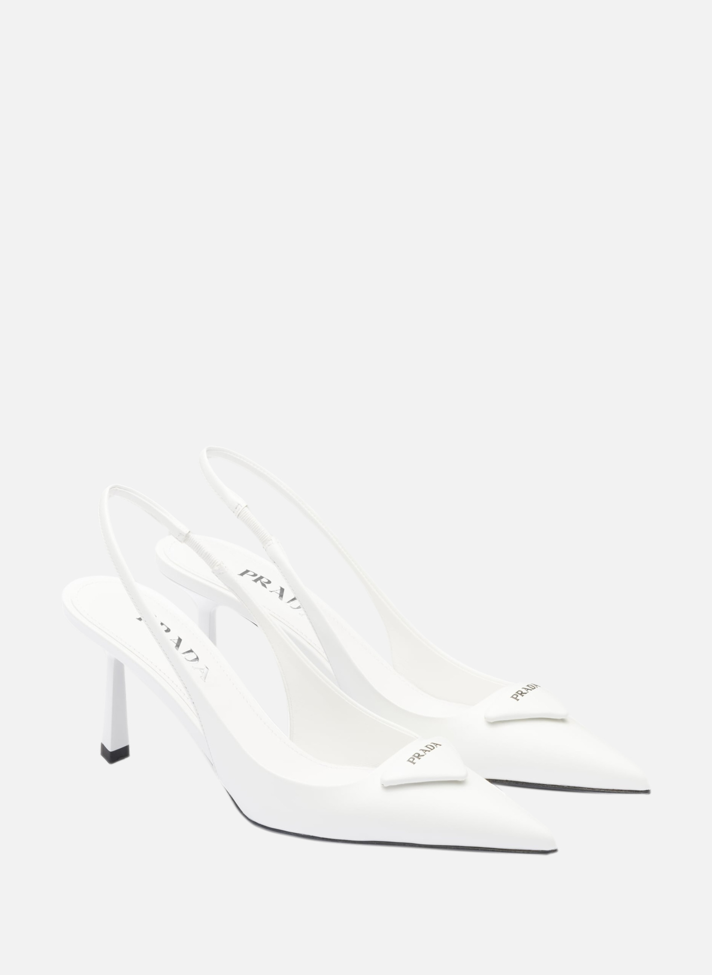 Escarpins à bride arrière en cuir brossé PRADA Blanc