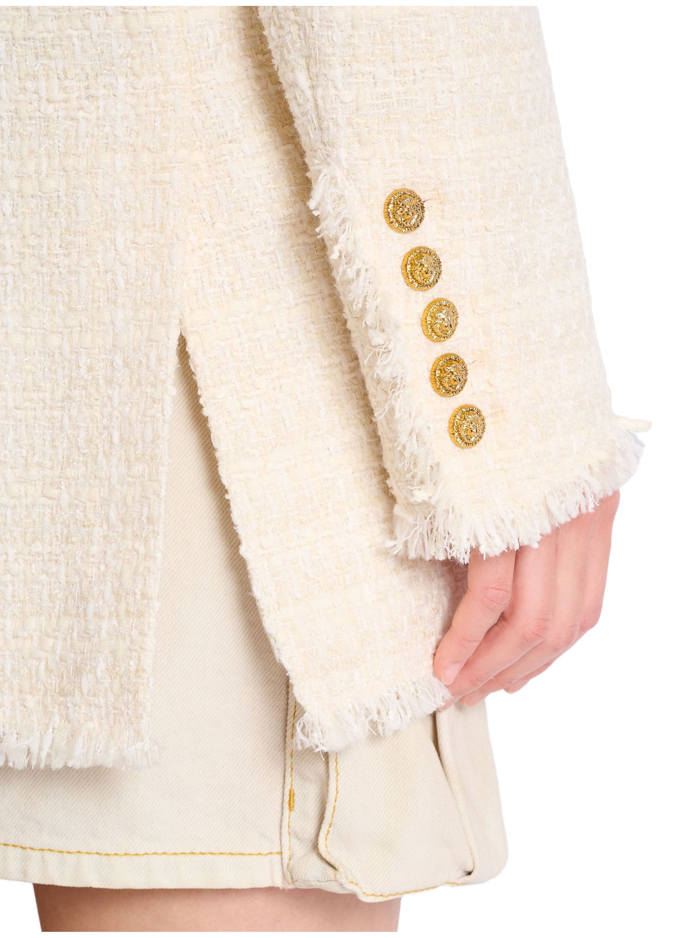 Veste 2 boutons en tweed BALMAIN Blanc
