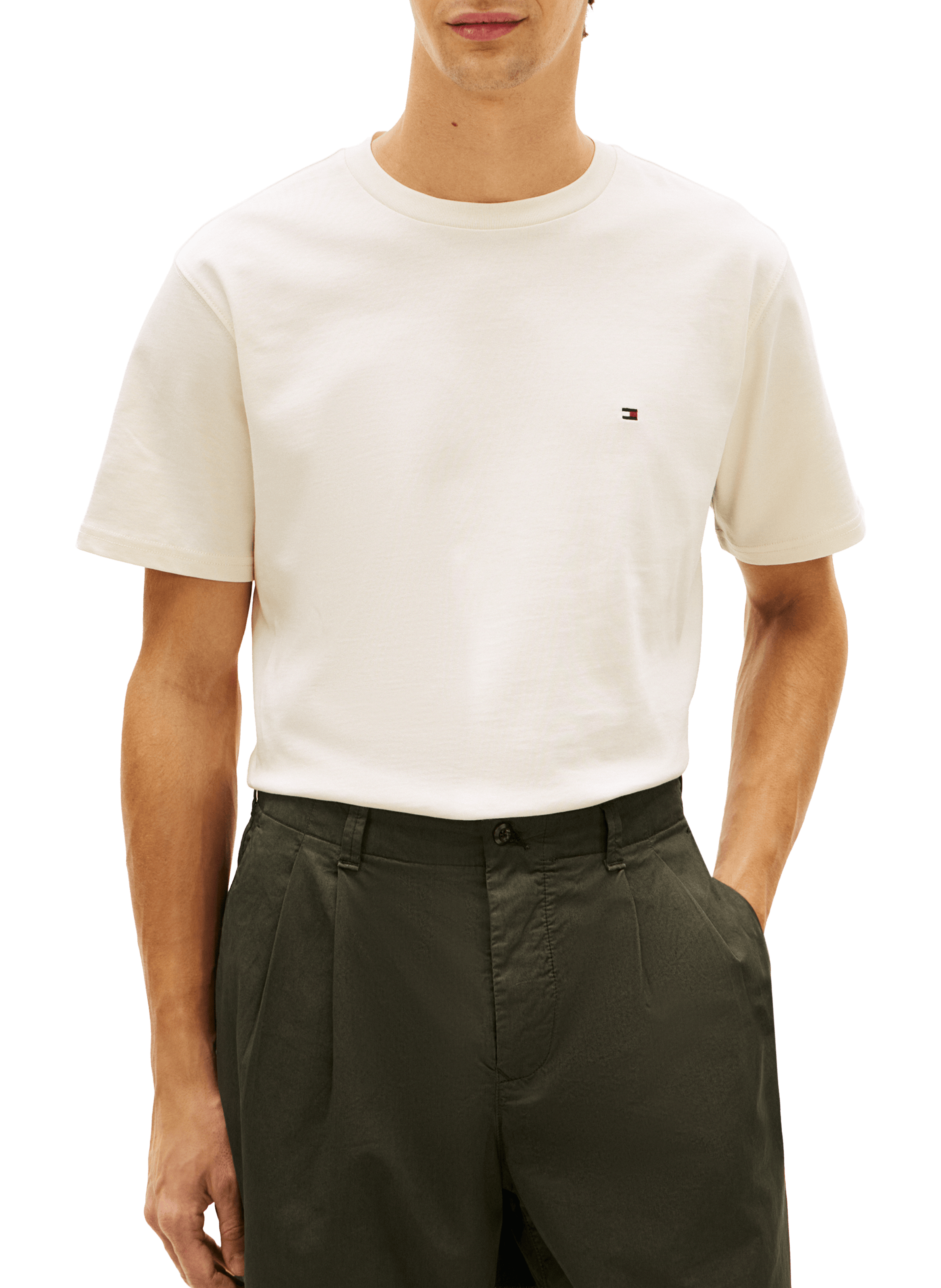 Straight-fit cotton T-shirt TOMMY HILFIGER Beige
