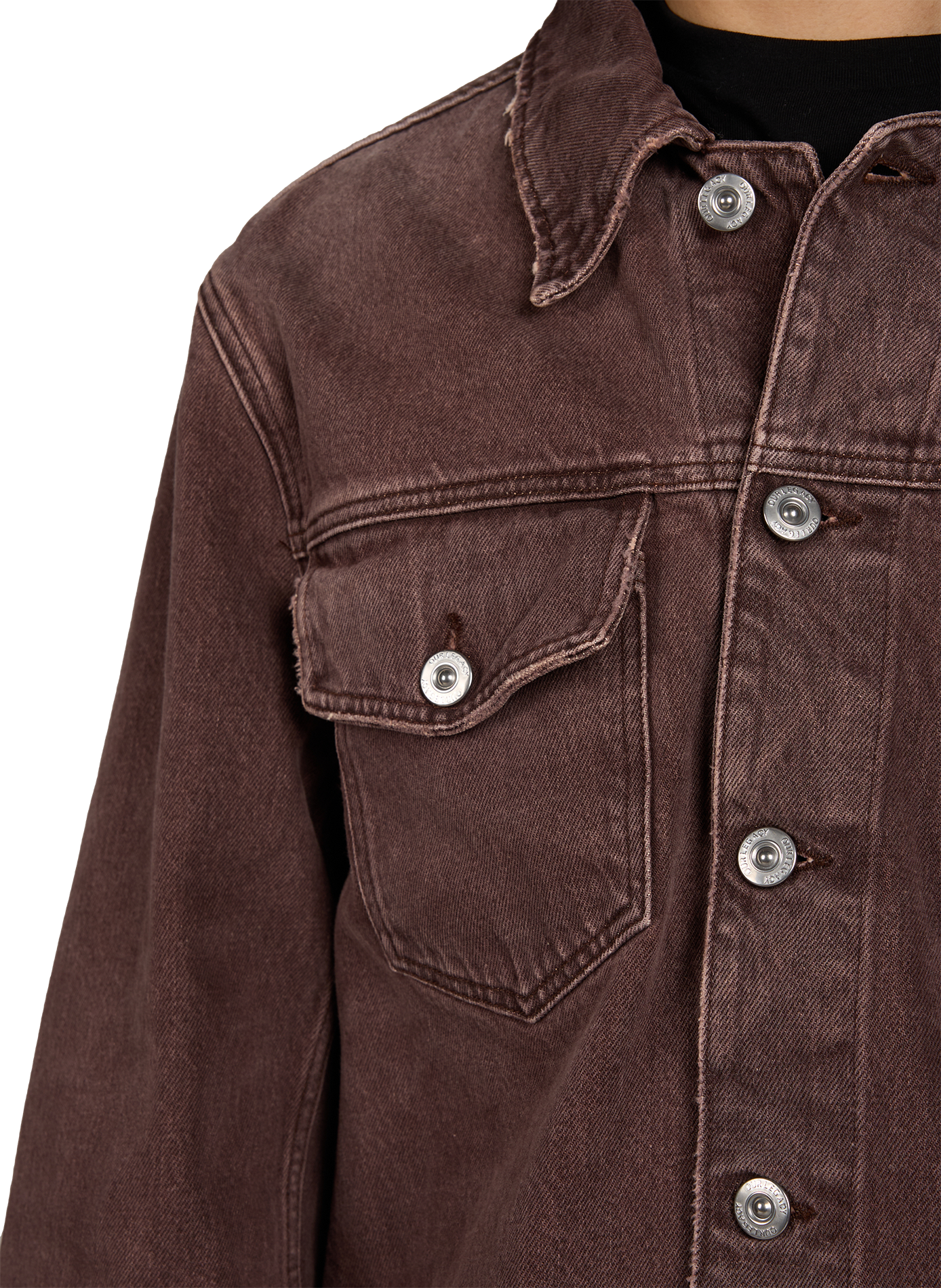 Denim jacket with classic collar in cotton OUR LEGACY Brown