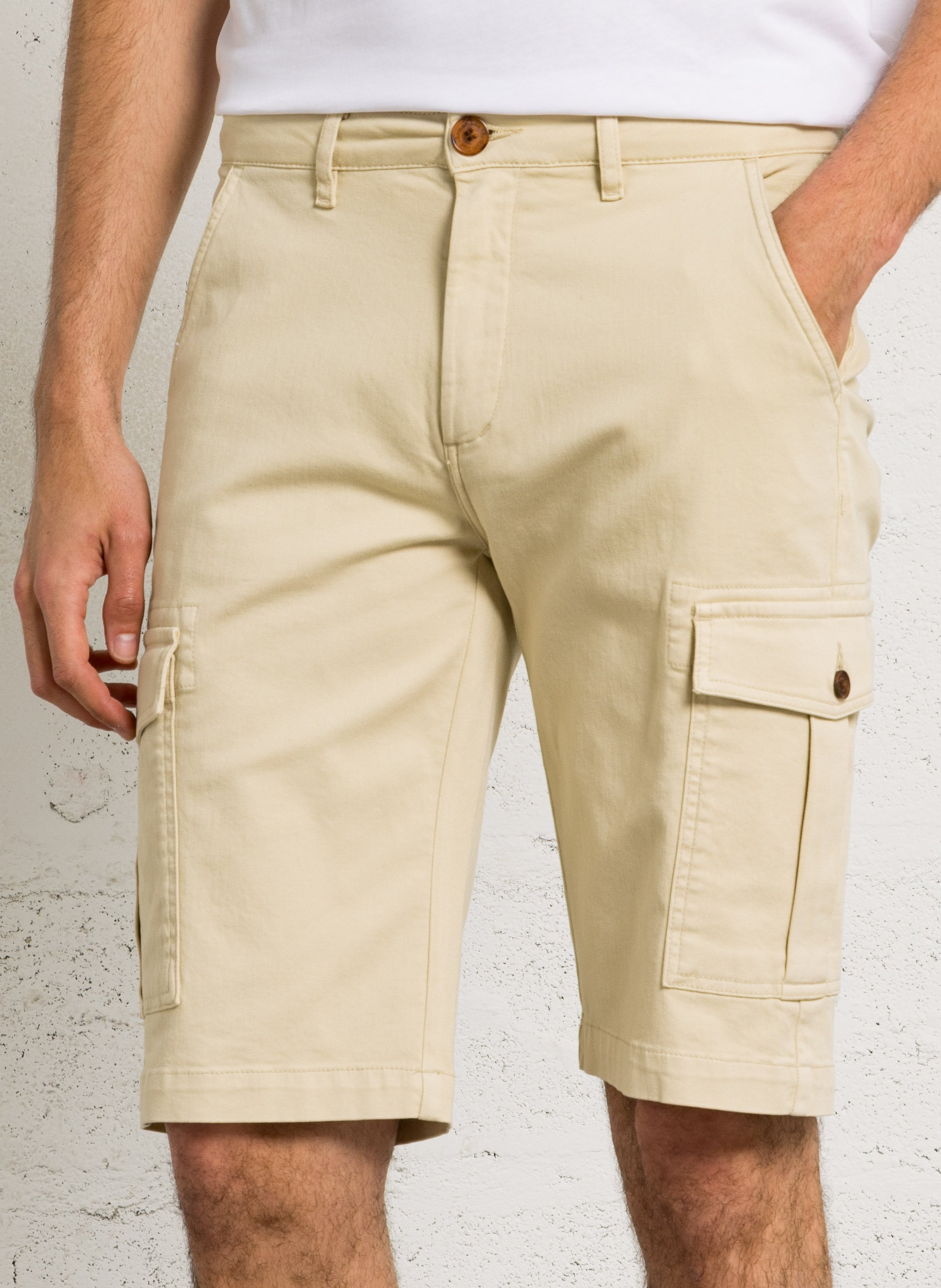 Bermuda cargo droit uni à poches ARMOR-LUX Beige