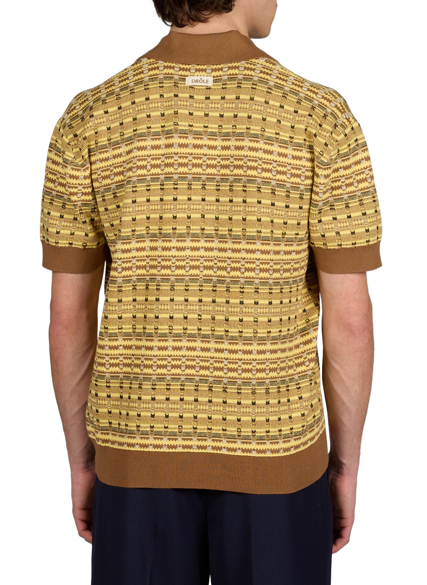 Short-sleeved patterned cotton polo DROLE DE MONSIEUR Yellow