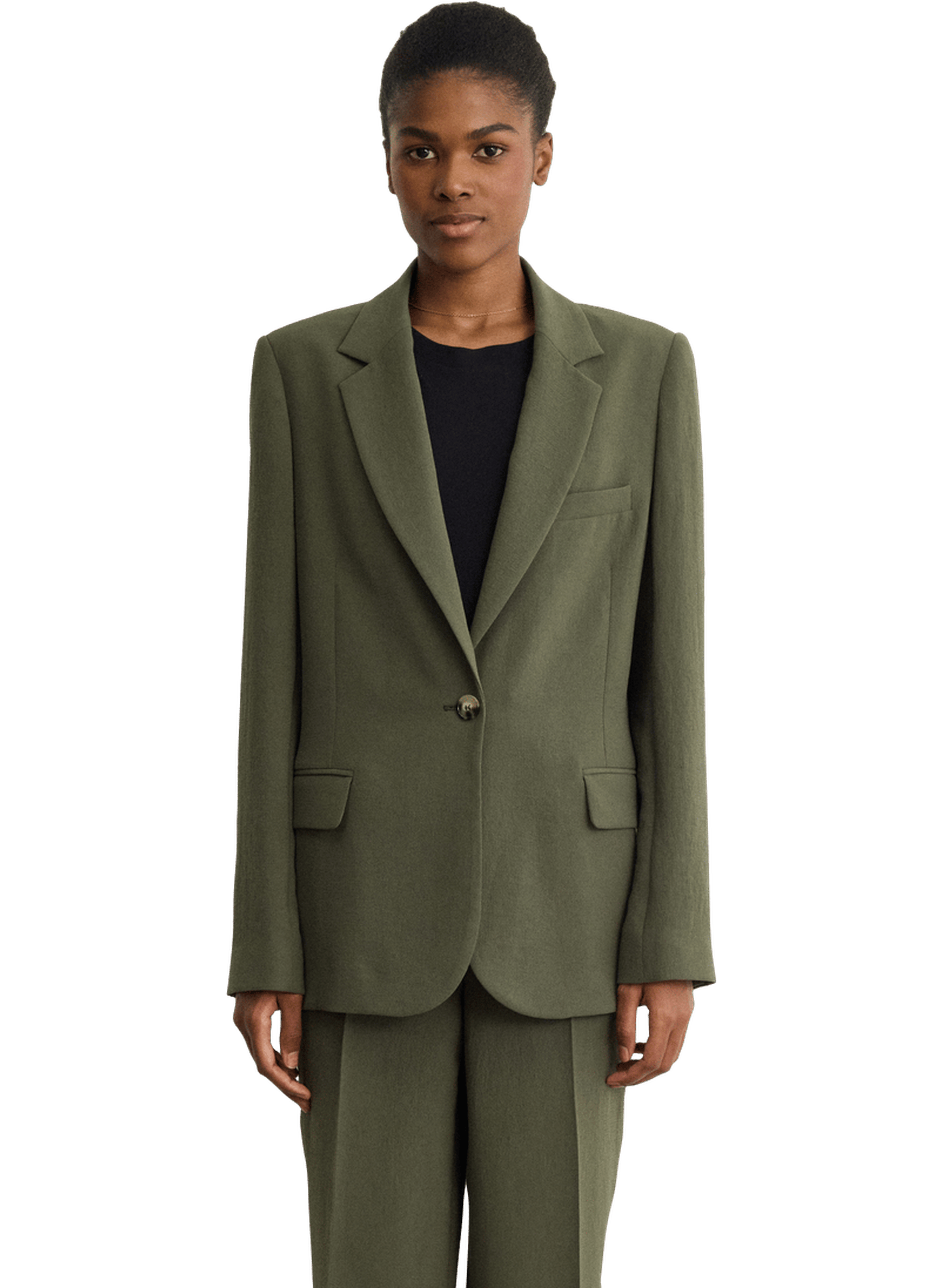 Veste de tailleur droite en crêpe - malika PABLO Vert