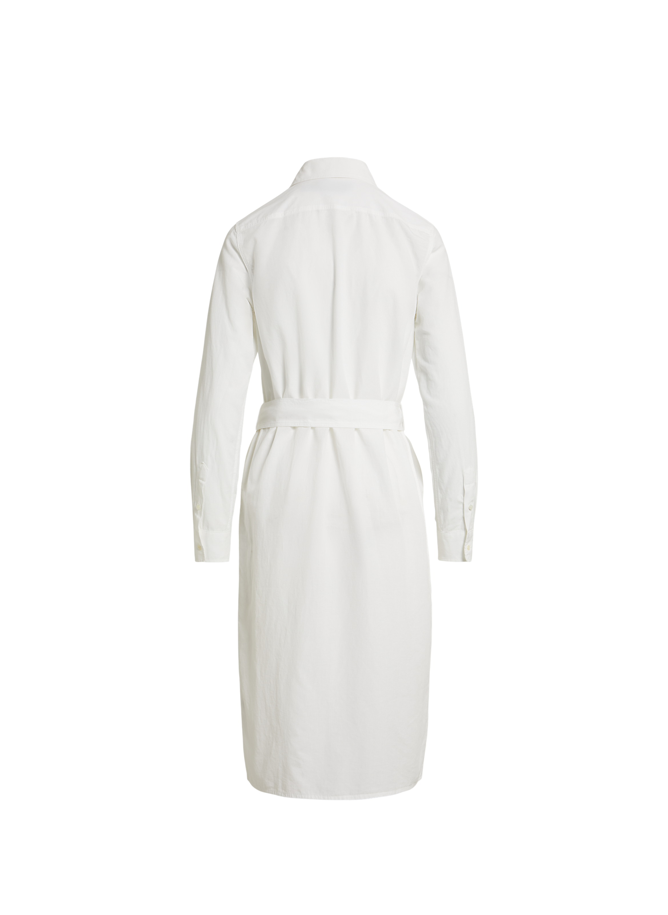 Robe chemise midi ceinturée en coton et lin POLO RALPH LAUREN Blanc