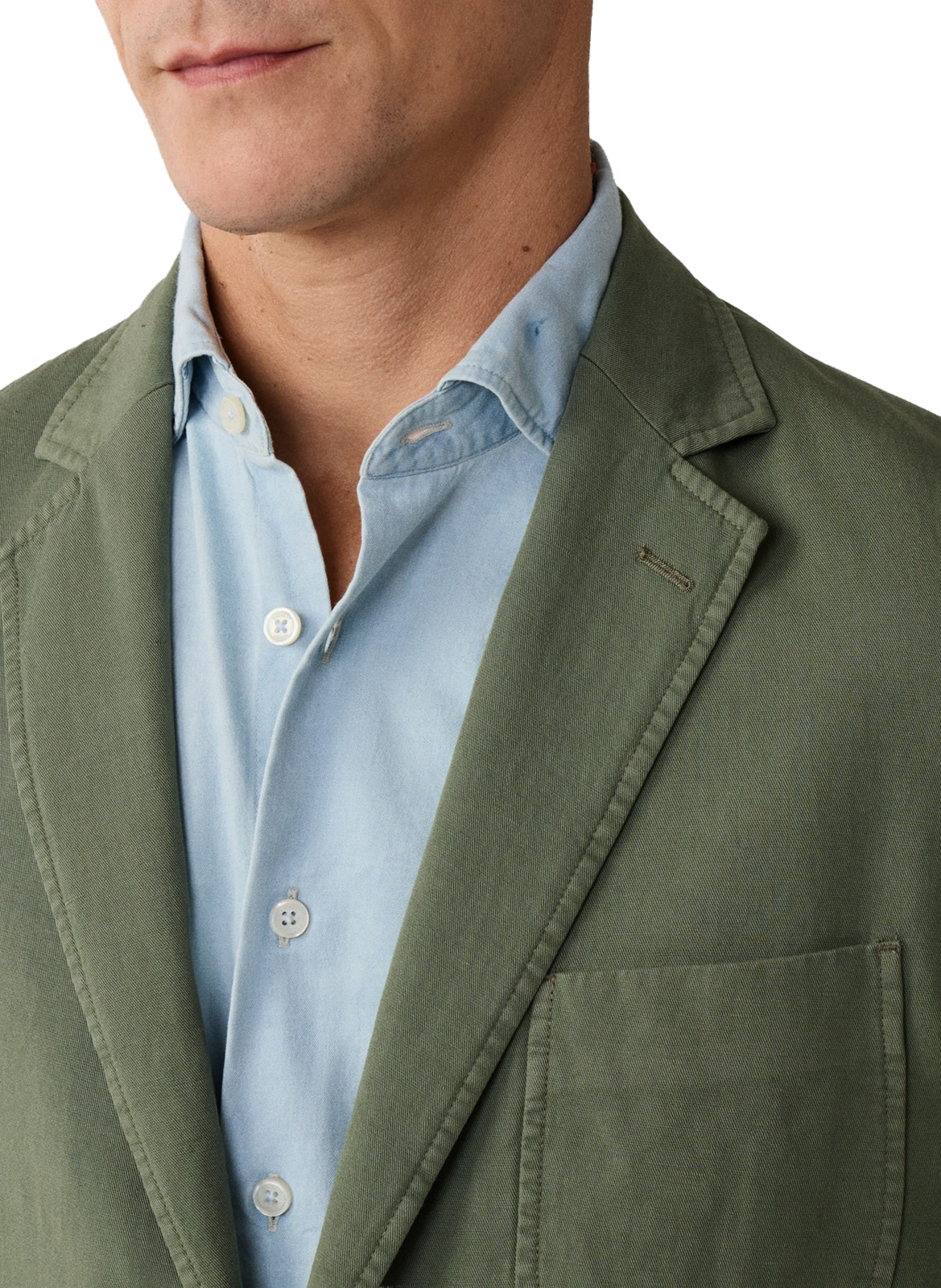 Stretch Linen and Cotton Blend Blazer HACKETT Green