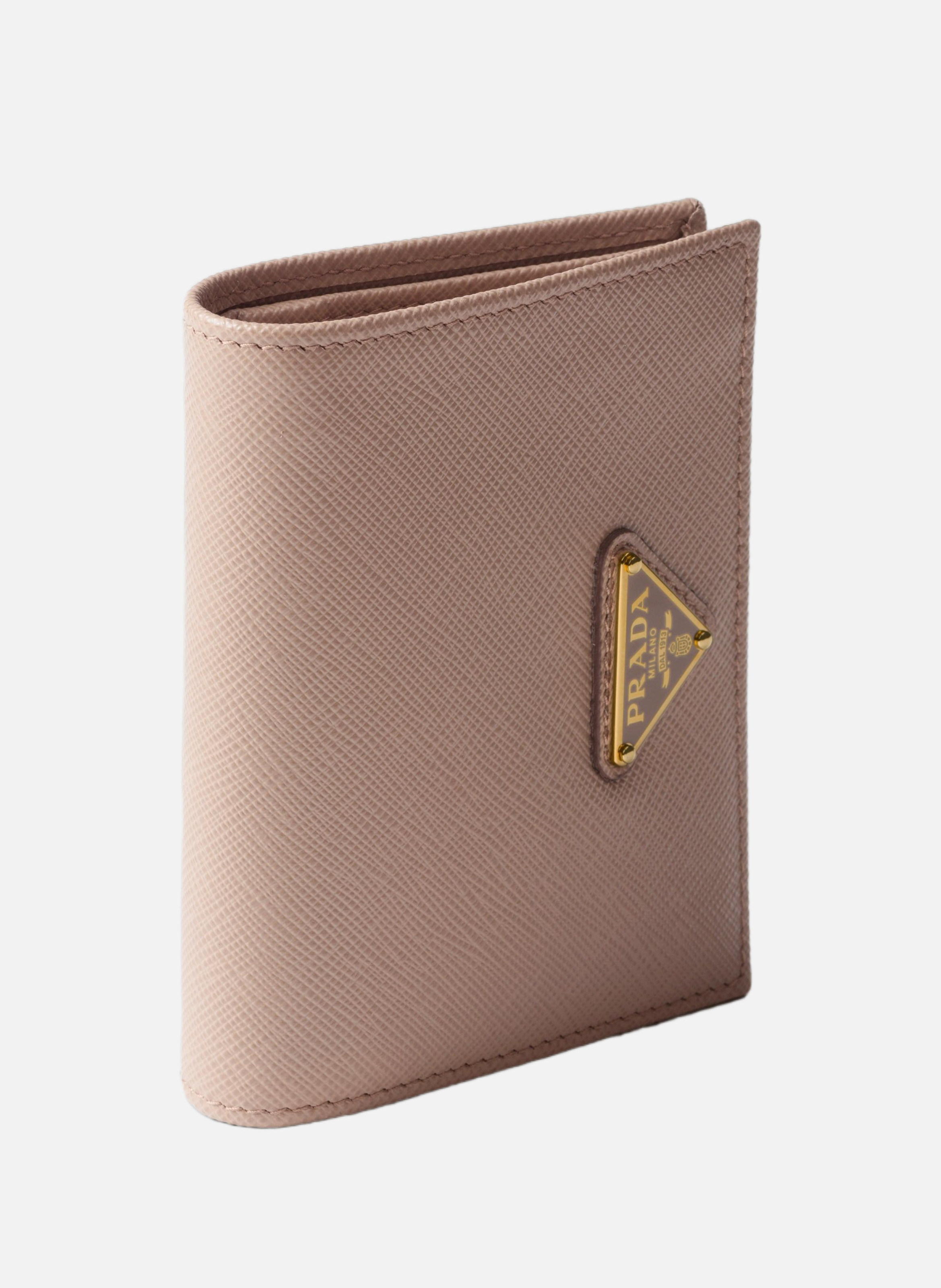 Petit portefeuille en cuir saffiano PRADA Rose