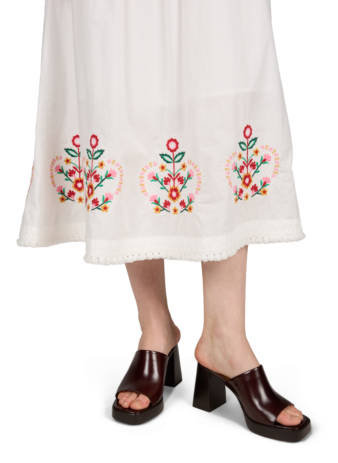 Long floral cotton Paola maxi skirt LOUISE MISHA White