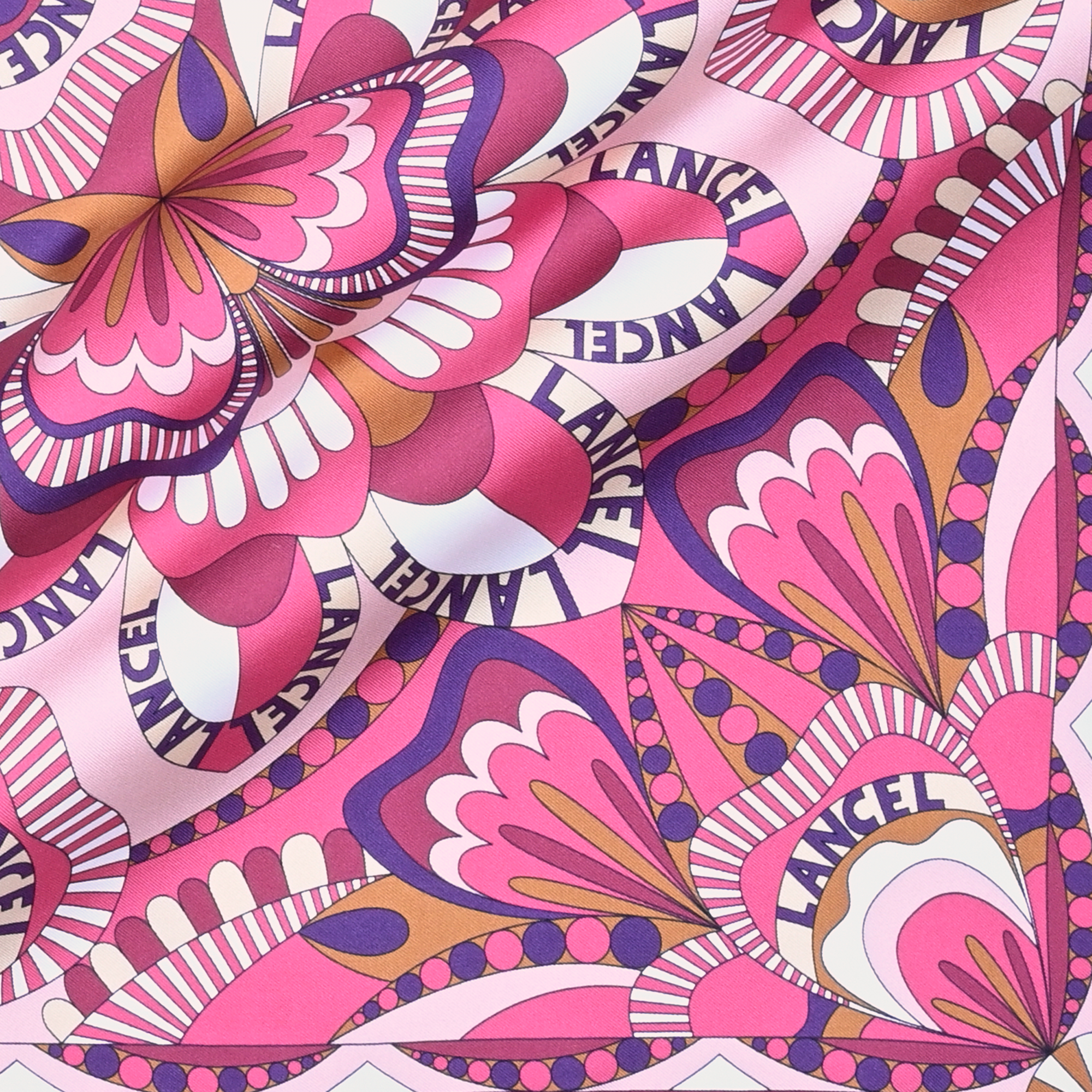 Silk carré 90 floral pattern by lancel LANCEL Purple