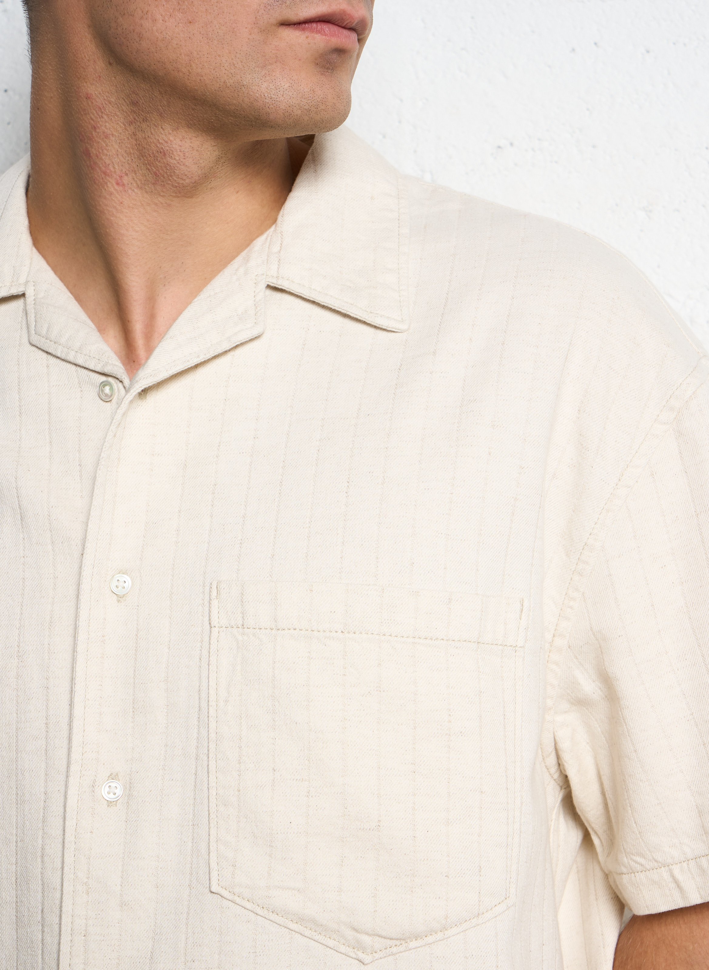 Chemise col classique en coton mélangé IKKS Blanc