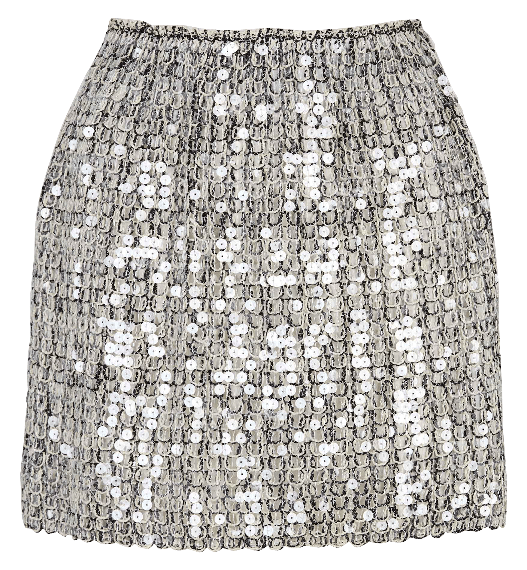Jupe courte en crochet à sequins IKKS Argent