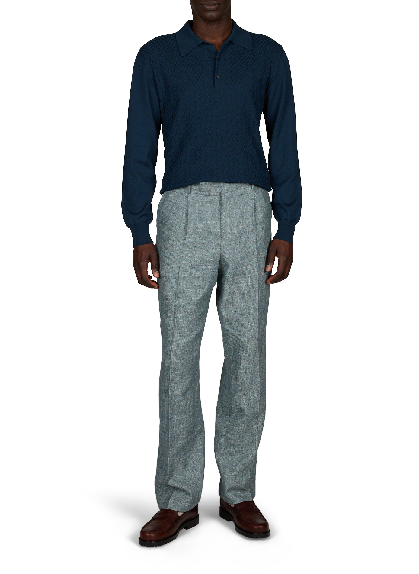 Pantalon à plis en coton et lin texturé PT01 Vert