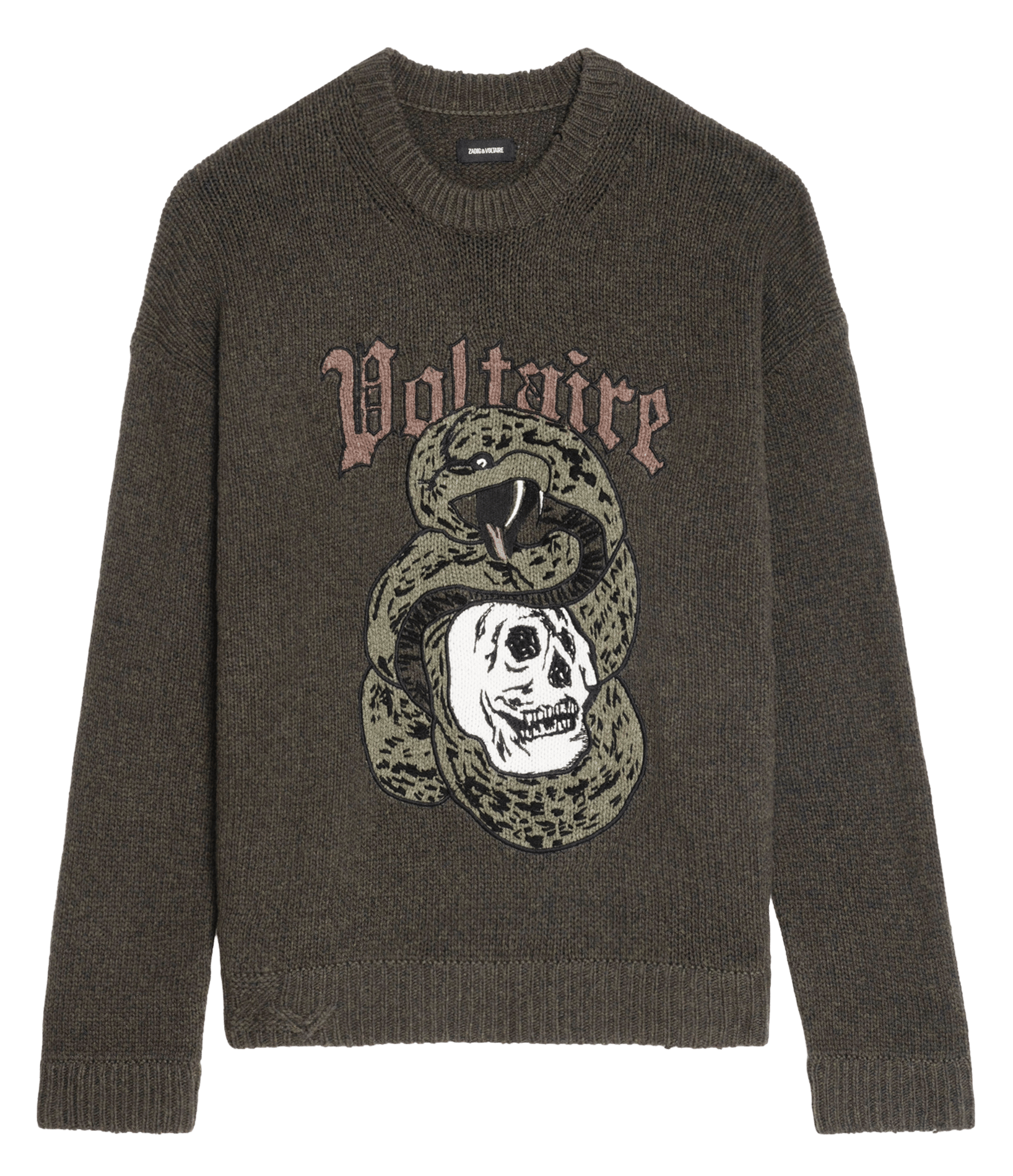 Marko round-neck straight embroidered merino wool sweater ZADIG&VOLTAIRE Green