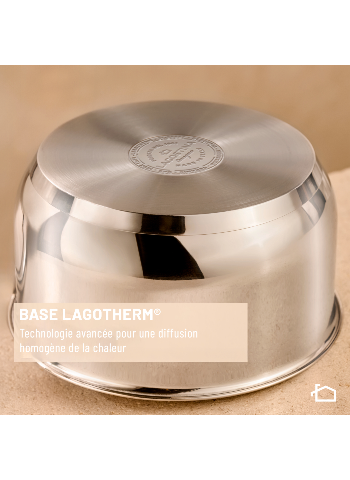 Casserole Salvaspazio avec couvercle en acier inoxydable LAGOSTINA Silver