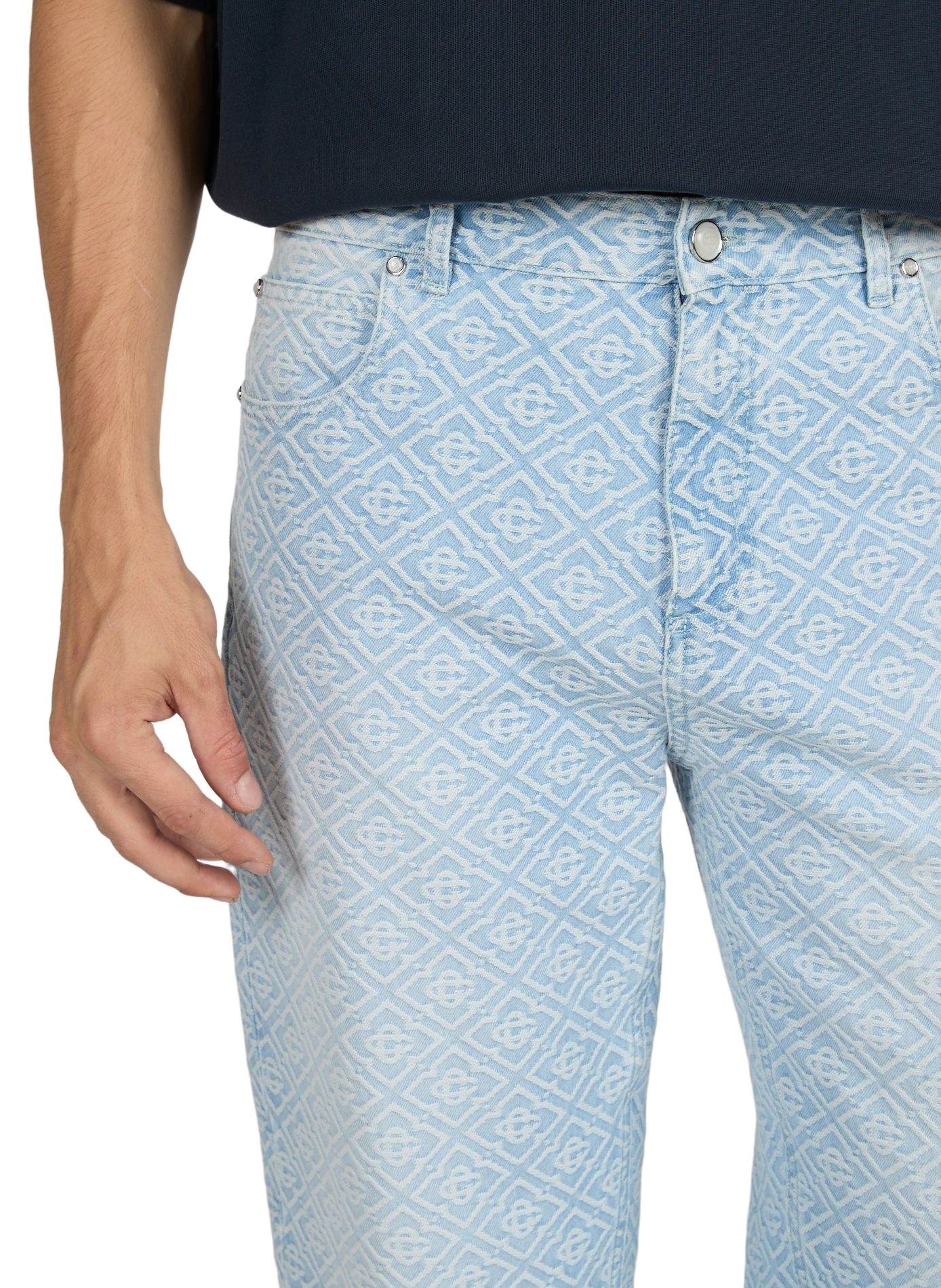 Jean droit à jacquard monogramme en coton | Bleu CASABLANCA PARIS Homme