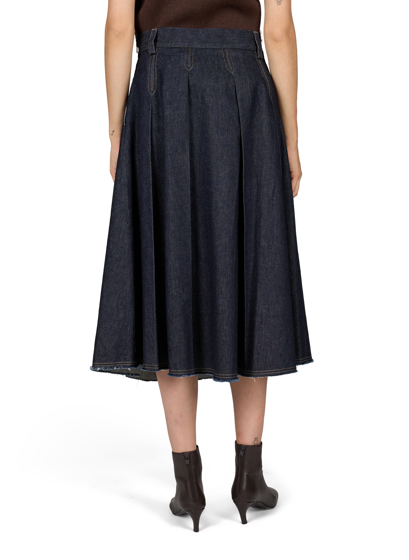 Pleated cotton midi skirt TELA Blue