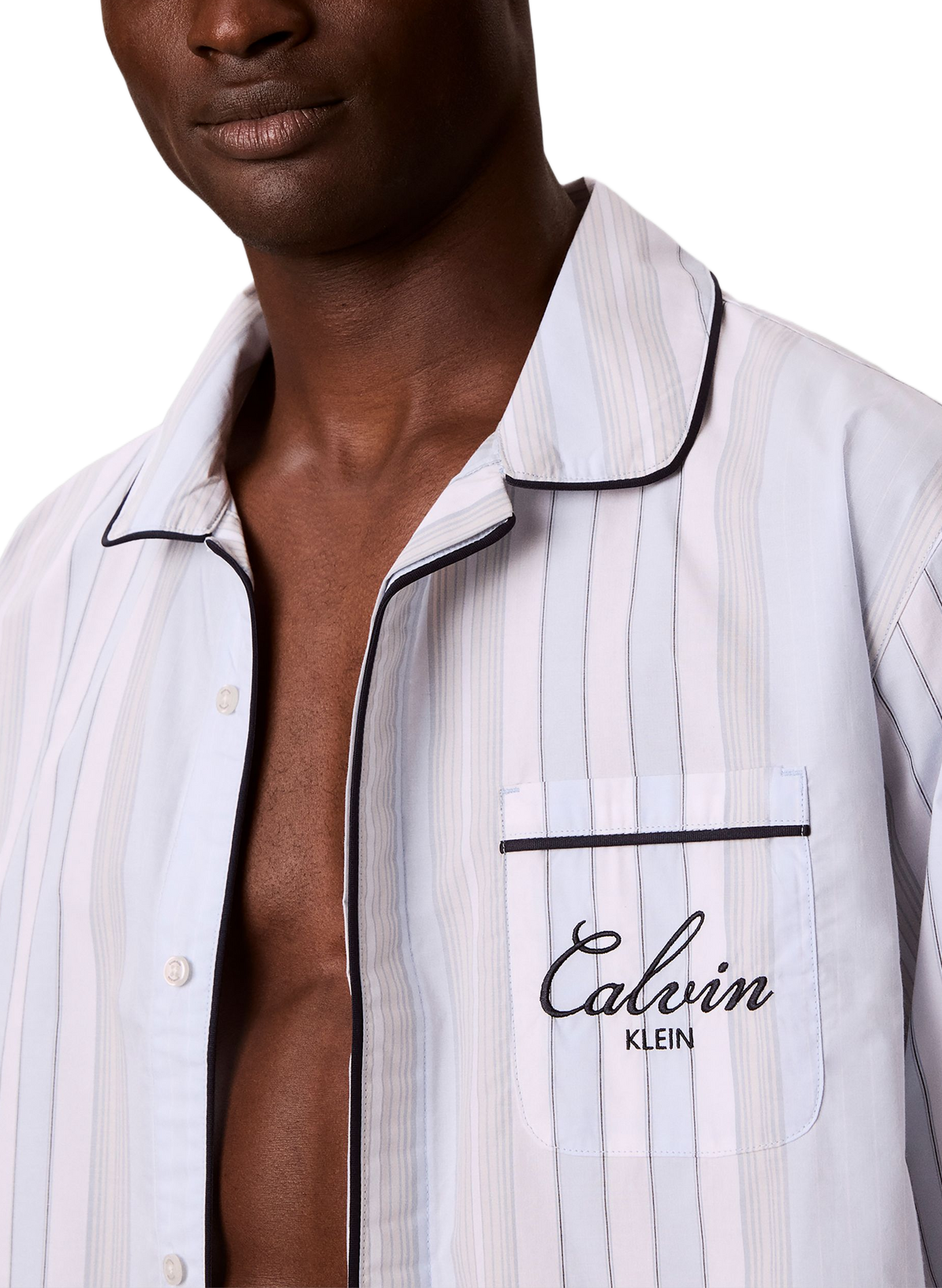 Pyjama-Hemd mit Streifen aus Baumwolle CALVIN KLEIN Mehrfarbig