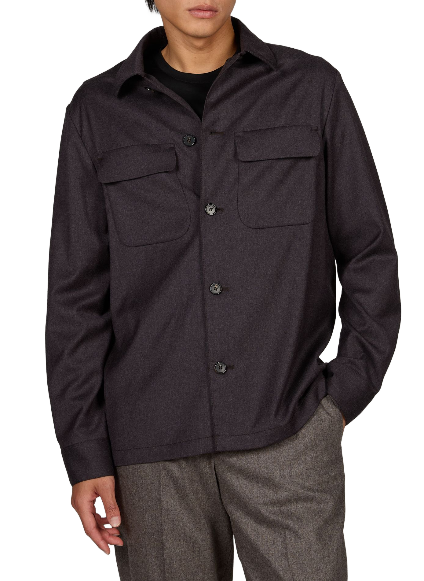Straight shirt in blended virgin wool SLOWEAR Purple
