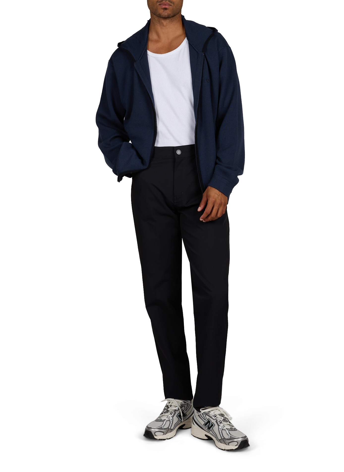 Straight hooded wool blend vest EMPORIO ARMANI Blue