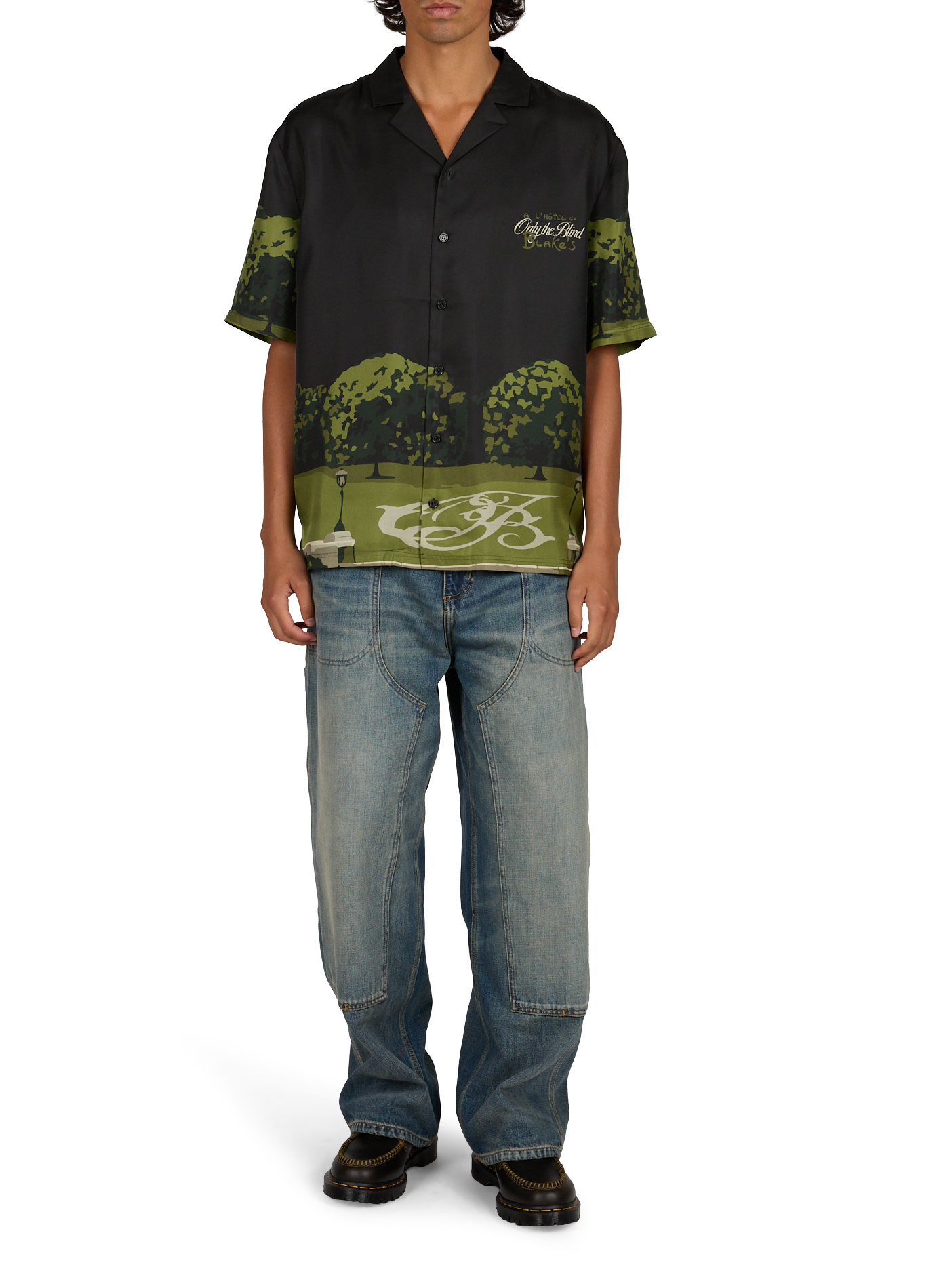 Printed silk shirt ONLY THE BLIND Black