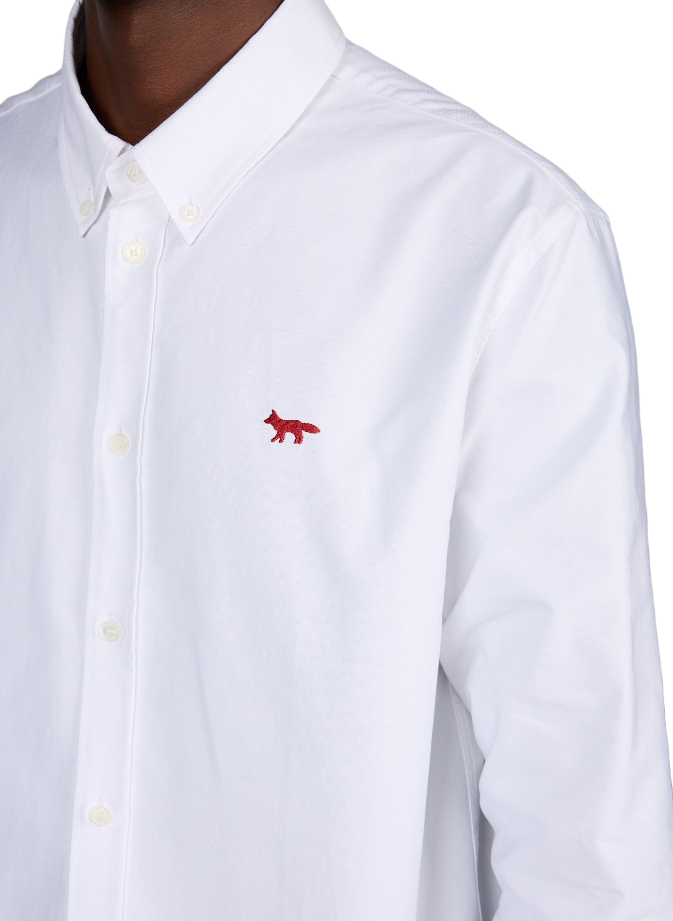 Rechte shirt met geborduurd logo in katoen MAISON KITSUNÉ Wit